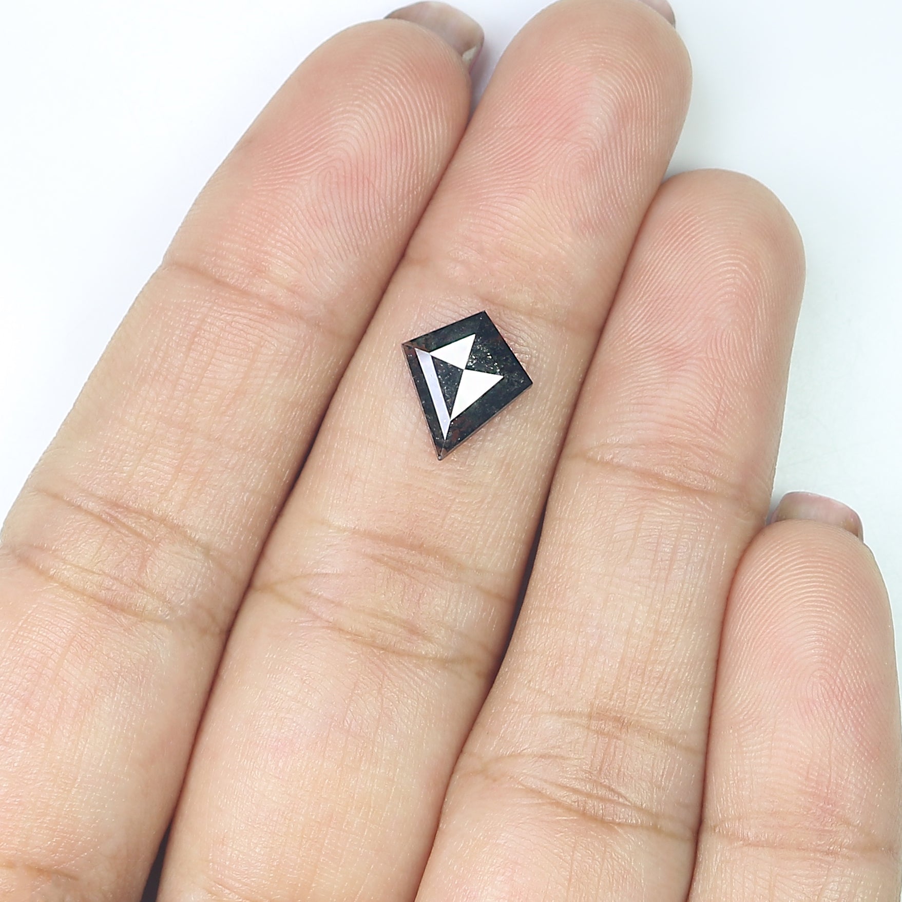 1.06 CT Natural Loose Kite Shape Diamond Salt And Pepper Kite Diamond 10.05 MM Natural Loose Black Grey Color Kite Rose Cut Diamond L3411
