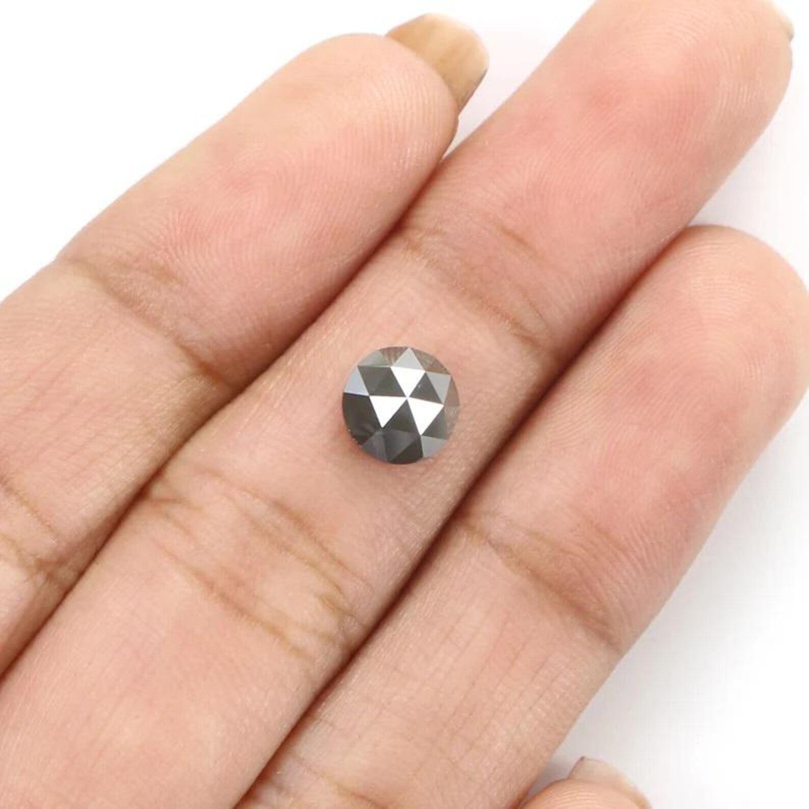 1.24 CT Natural Loose Round Shape Diamond Grey Color Round Cut Diamond 6.65 MM Natural Loose Green Color Round Rose Cut Diamond NQ8990