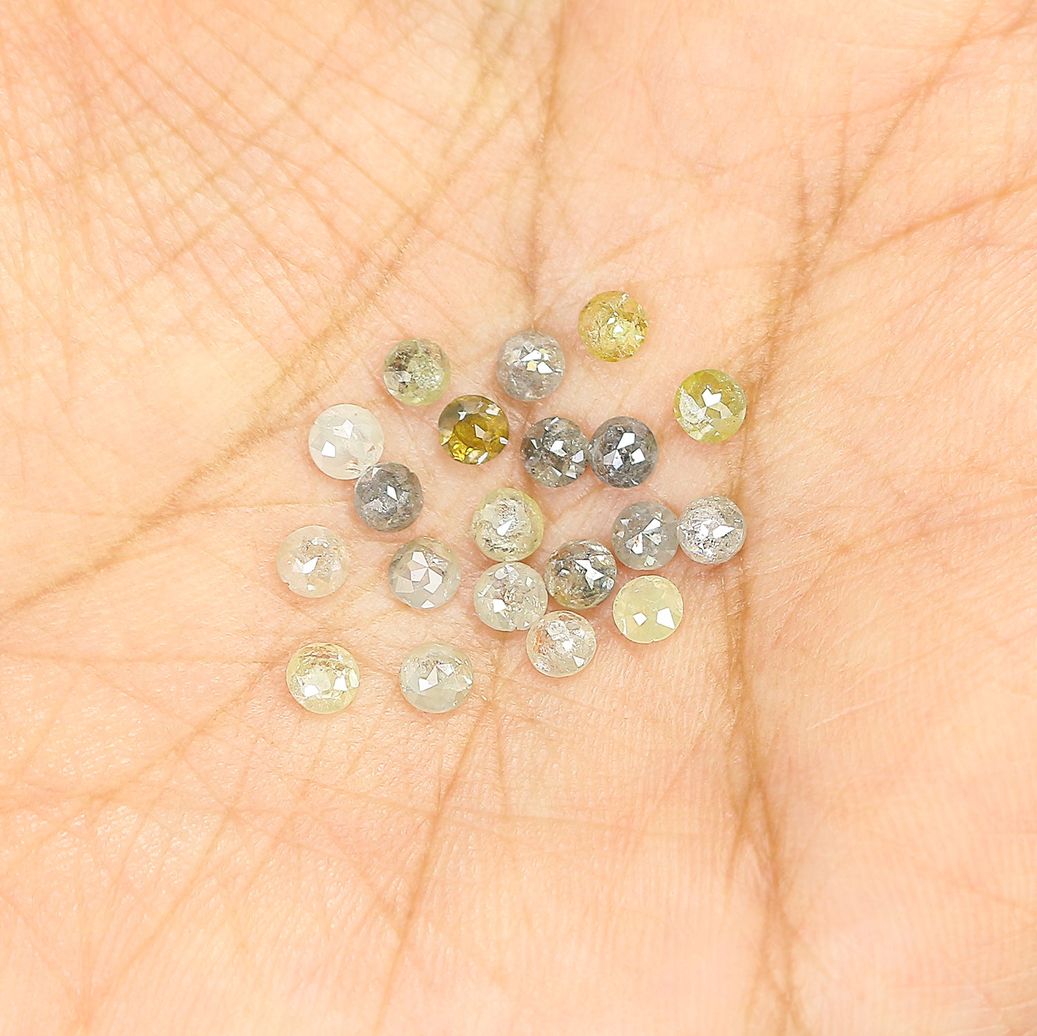 3.41 CT Natural Loose Round Rose Cut Diamond Grey Color Round Shape Diamond 3.10 MM Natural Loose Yellow Color Round Rose Cut Diamond LQ1718