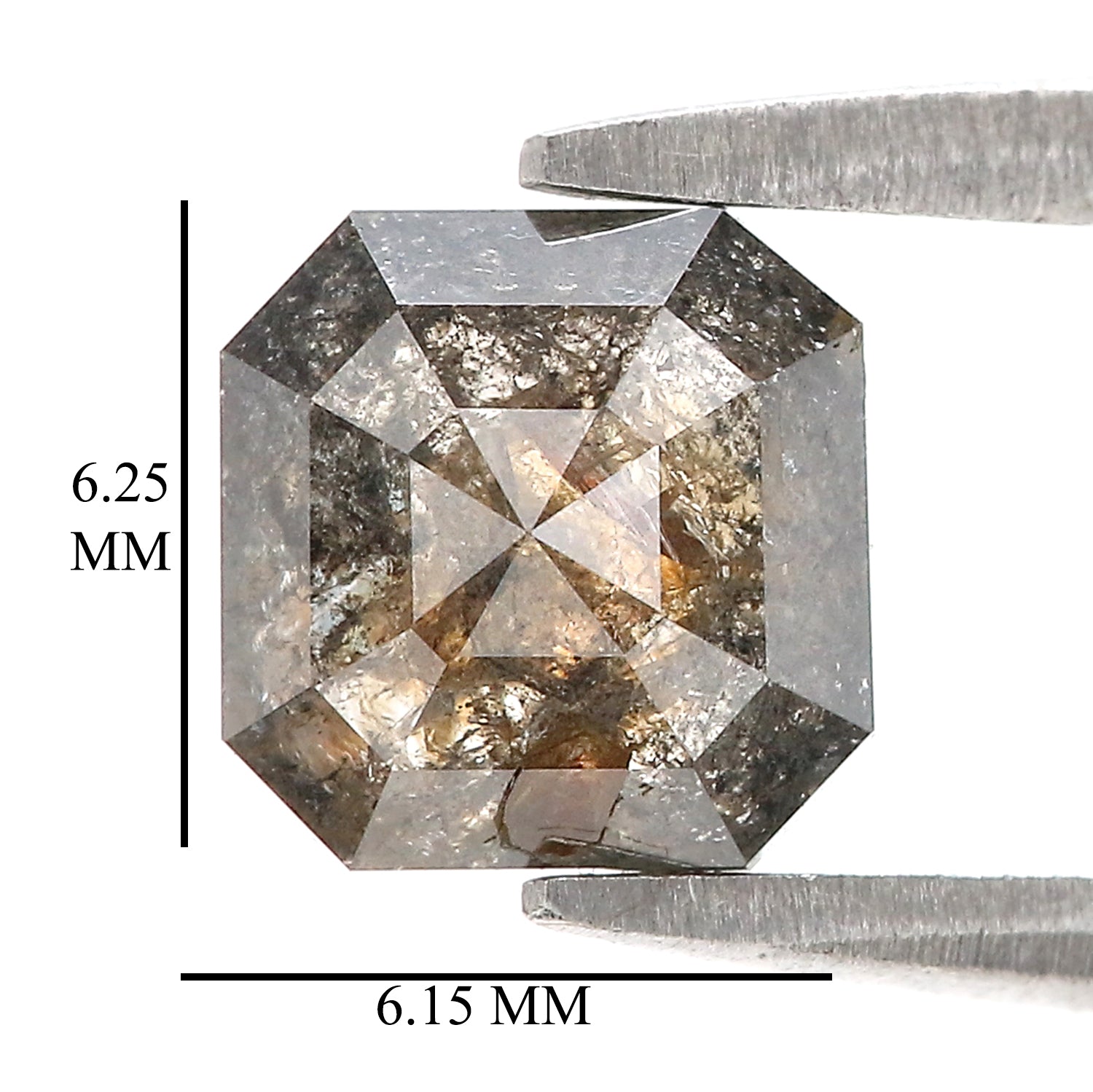 Natural Emerald Salt and Pepper Diamond 1.52 CT Loose Rose Cut Black Grey Stone 6.25 MM Rustic Diamond For Custom Engagement Ring L3654