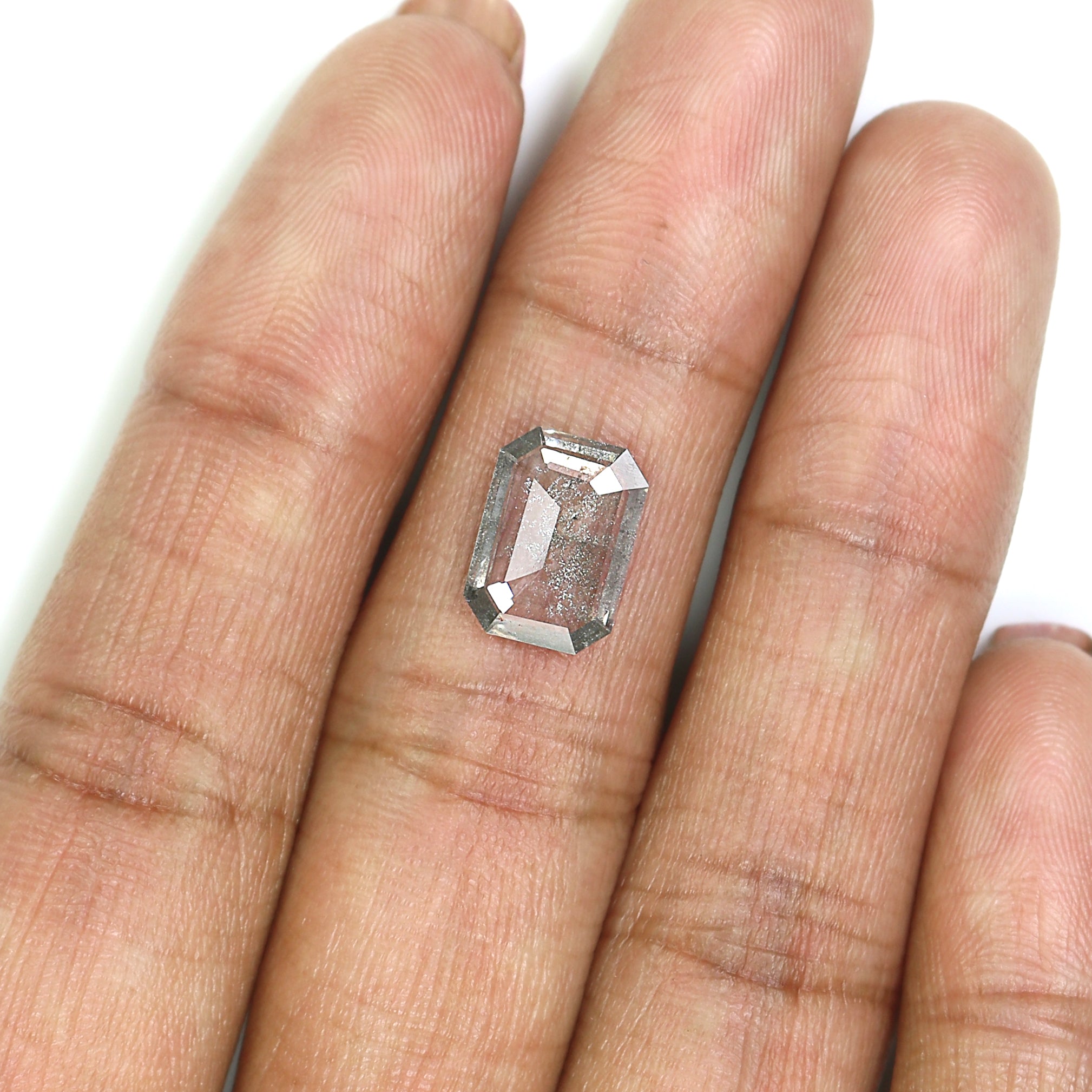 1.73 CT Emerald Rose Cut Salt And Pepper Lab Grown 10.65 MM Loose Diamond CVD Fancy Black Grey Color Lab Created Antique Cut Diamonds L3530
