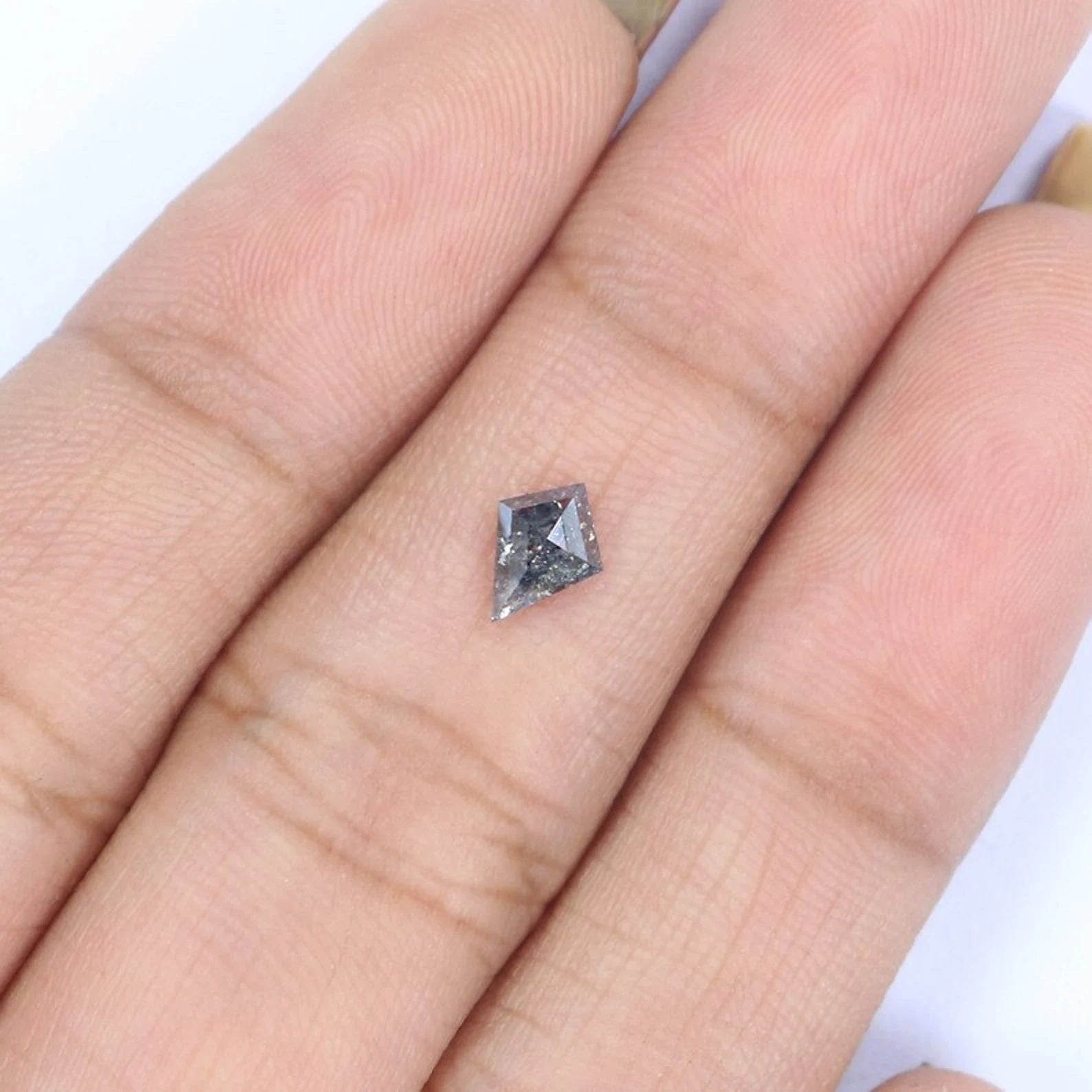 0.34 Ct Natural Loose Kite Shape Diamond Salt And Pepper Kite Cut Diamond 6.30 MM Natural Black Grey Color Kite Rose Cut Diamond NQ2141