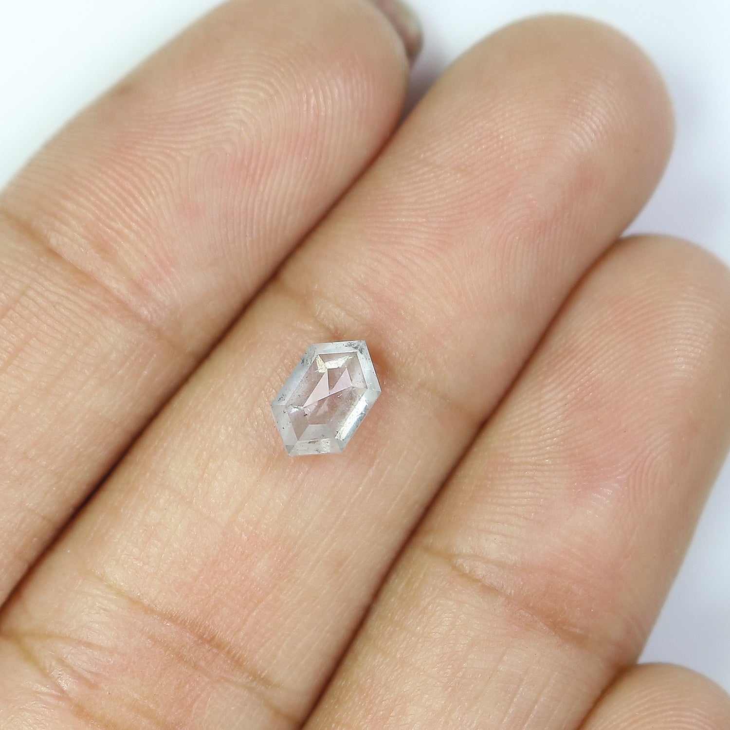 0.88 Ct Natural Loose Hexagon Shape Diamond Grey Hexagon Cut Diamond 7.25 MM Natural Loose Grey Color Diamond Hexagon Rose Cut Diamond QL212