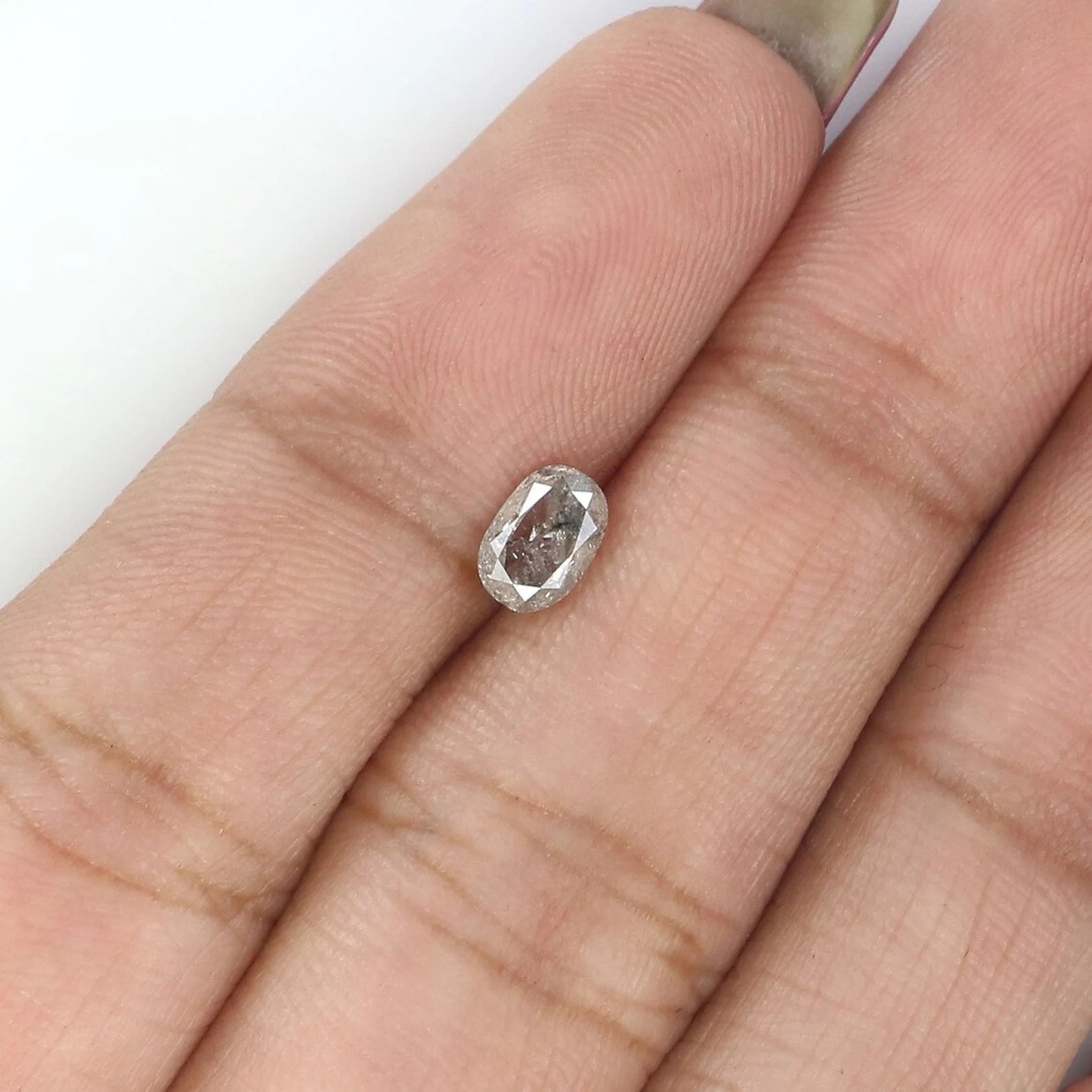 0.49 CT Natural Loose Oval Diamond Salt And Pepper Oval Diamond 5.50 MM Natural Loose Diamond Black Grey Color Oval Rose Cut Diamond NQ7693