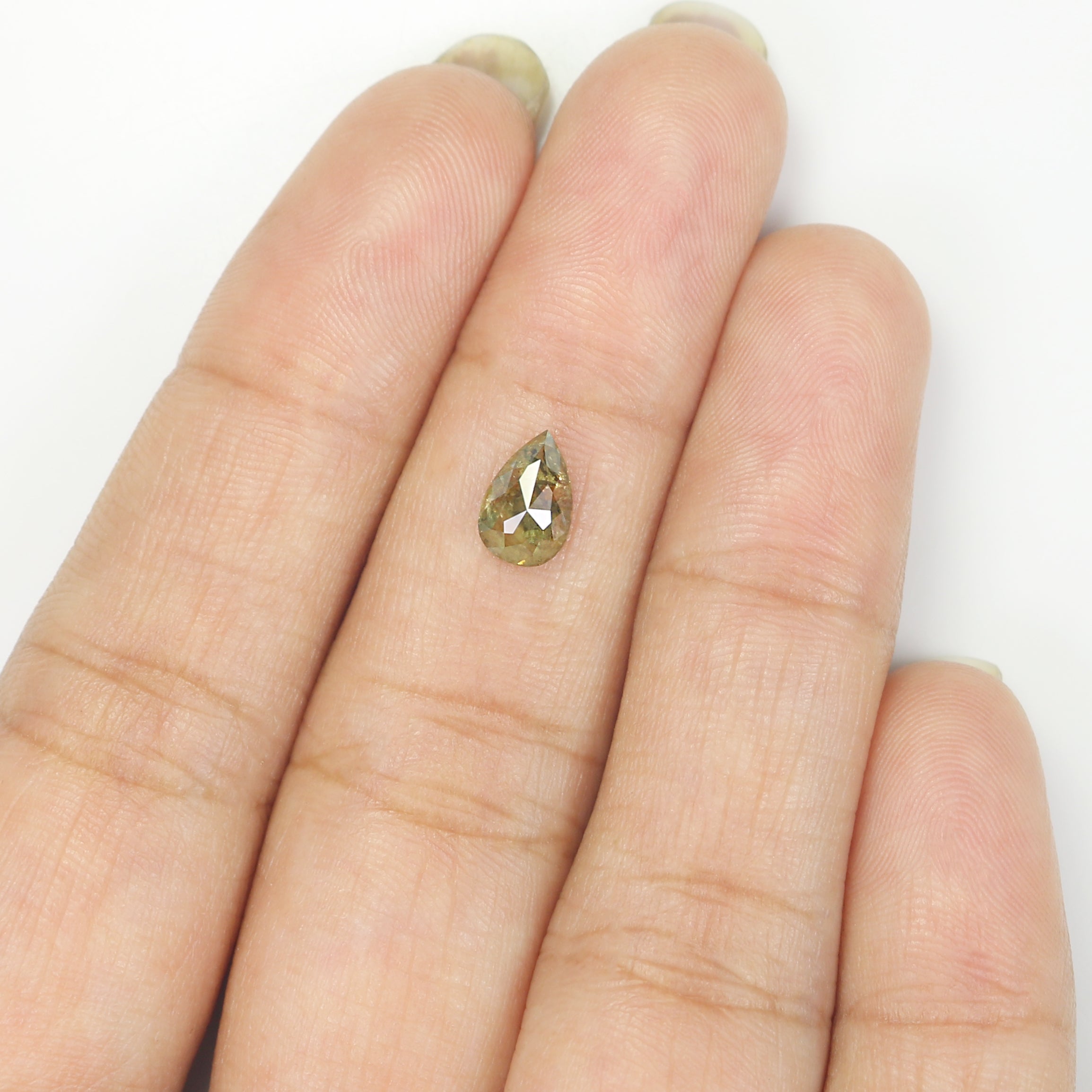0.73 CT Natural Loose Pear Shape Diamond Green Color Pear Cut Diamond 7.50 MM Natural Loose Green Color Diamond Pear Rose Cut Diamond LQ442