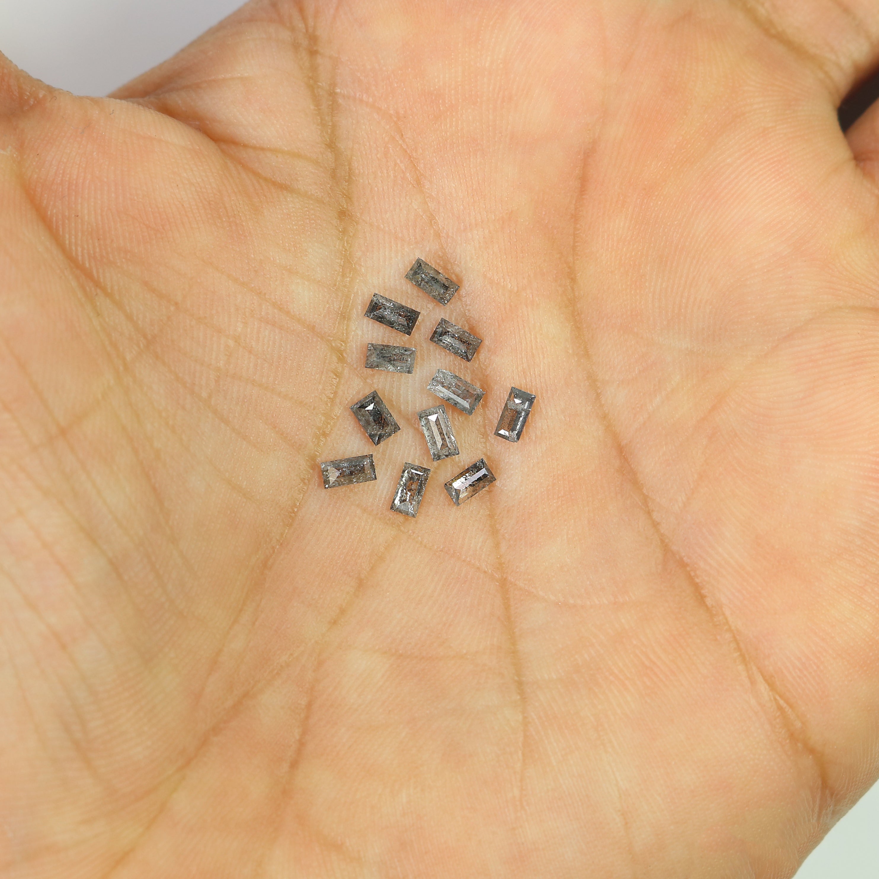 1.00 CT Natural Loose Baguette Cut Diamond Salt And Pepper Baguette Diamond 3.30 MM Natural Black Grey Color Baguette Rose Cut Diamond N1803