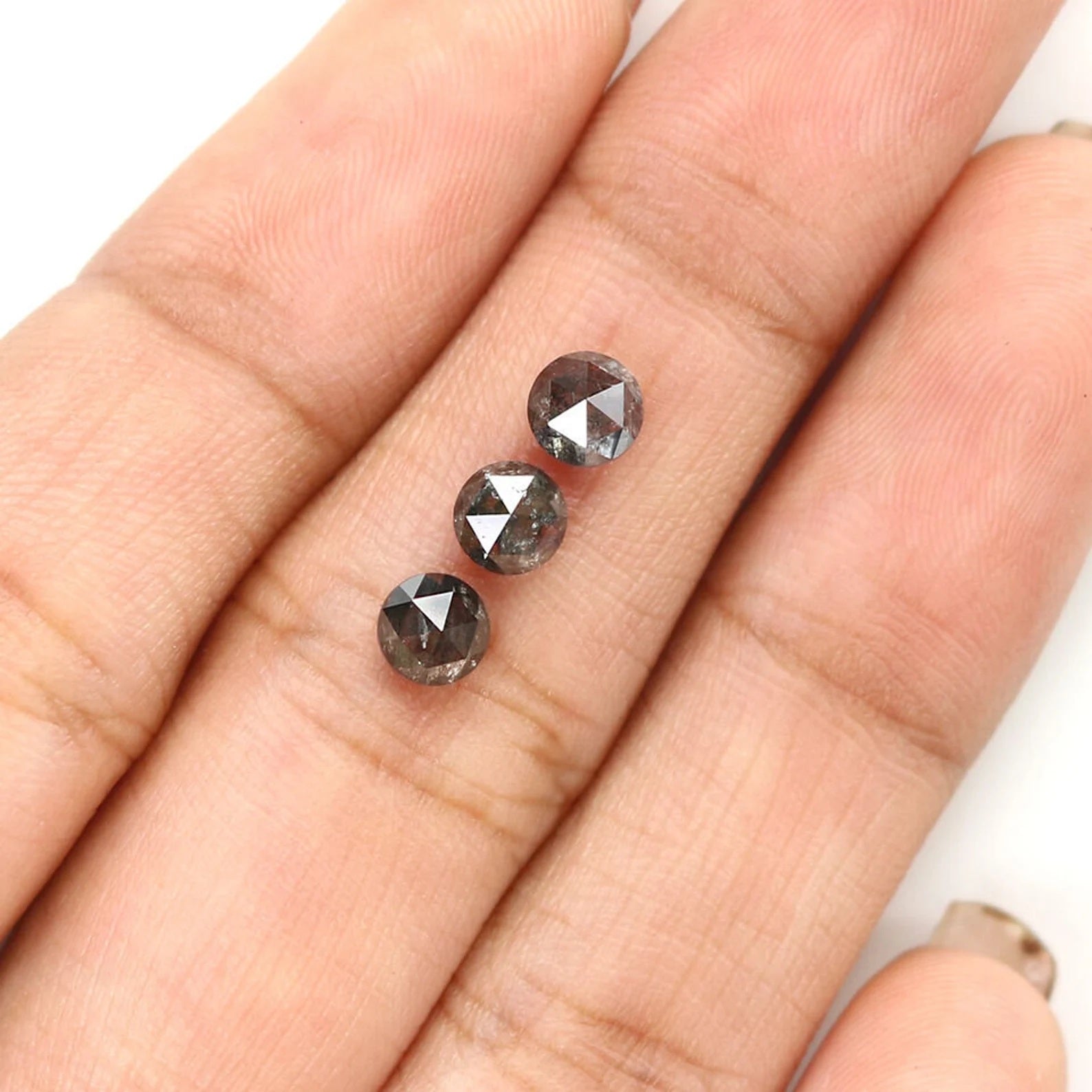 1.21 CT Natural Loose Round Shape Diamond Salt And Pepper Diamond 4.30 MM Natural Diamond Black Grey Color Round Rose Cut Diamond NQ7319