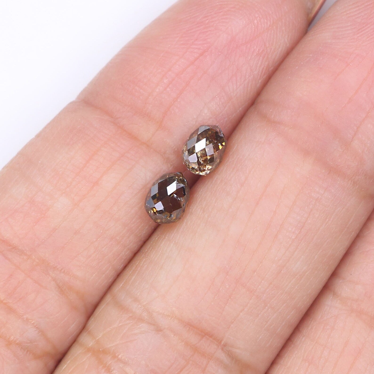 1.11 CT Natural Loose briolette Diamond Brown Color Drop Shape Diamond 4.80 MM Natural Loose Diamond Drop Shape Rose Cut Diamond KDN869