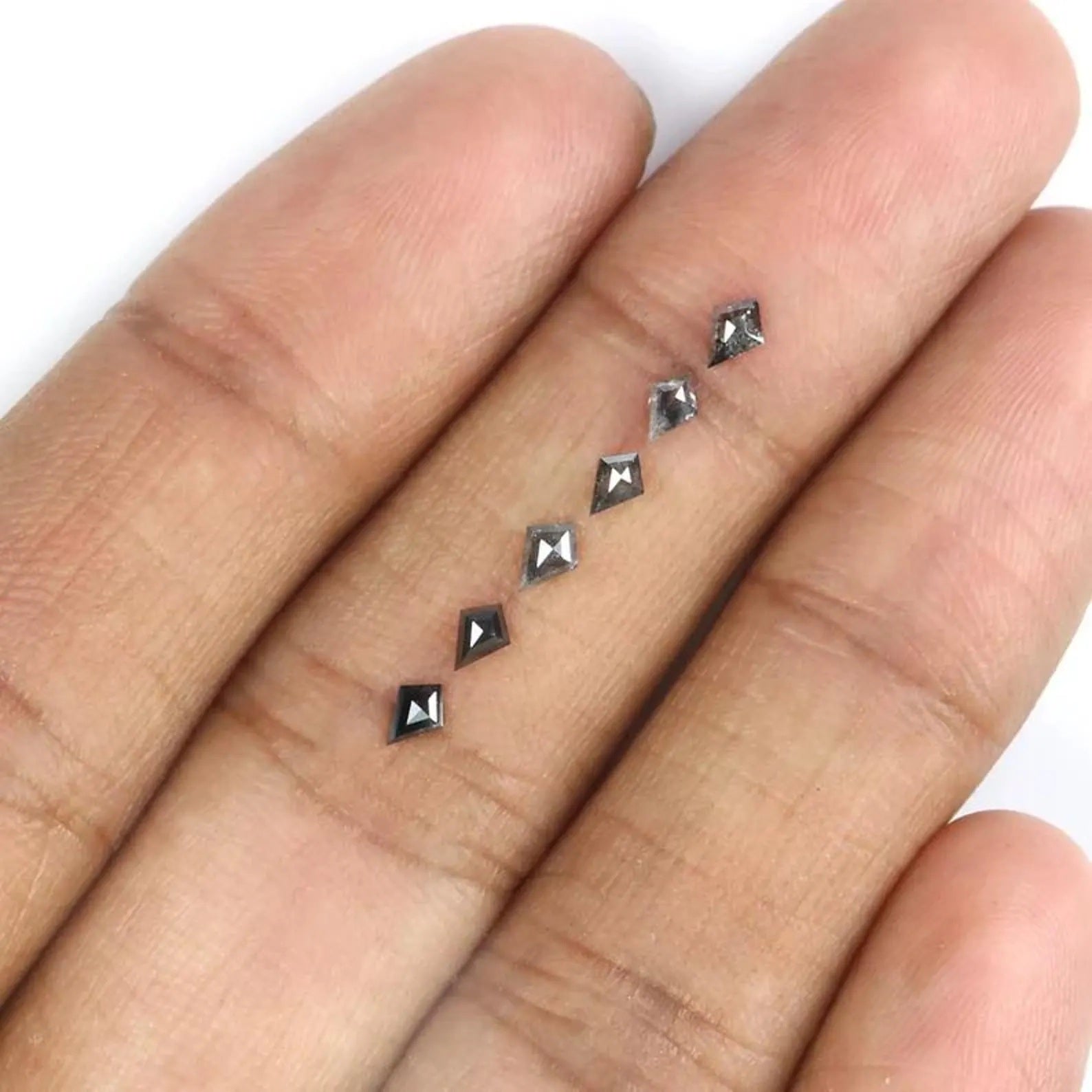 0.40 CT Natural Loose Kite Shape Diamond Salt And Pepper Kite Diamond 3.60 MM Natural Loose Black Grey Color Kite Rose Cut Diamond NQ2351