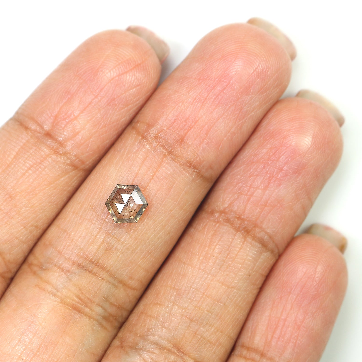 0.77 CT Natural Loose Hexagon Shape Diamond Salt And Pepper Hexagon Shape Diamond 5.95 MM Black Grey Color Hexagon Rose Cut Diamond QL9543