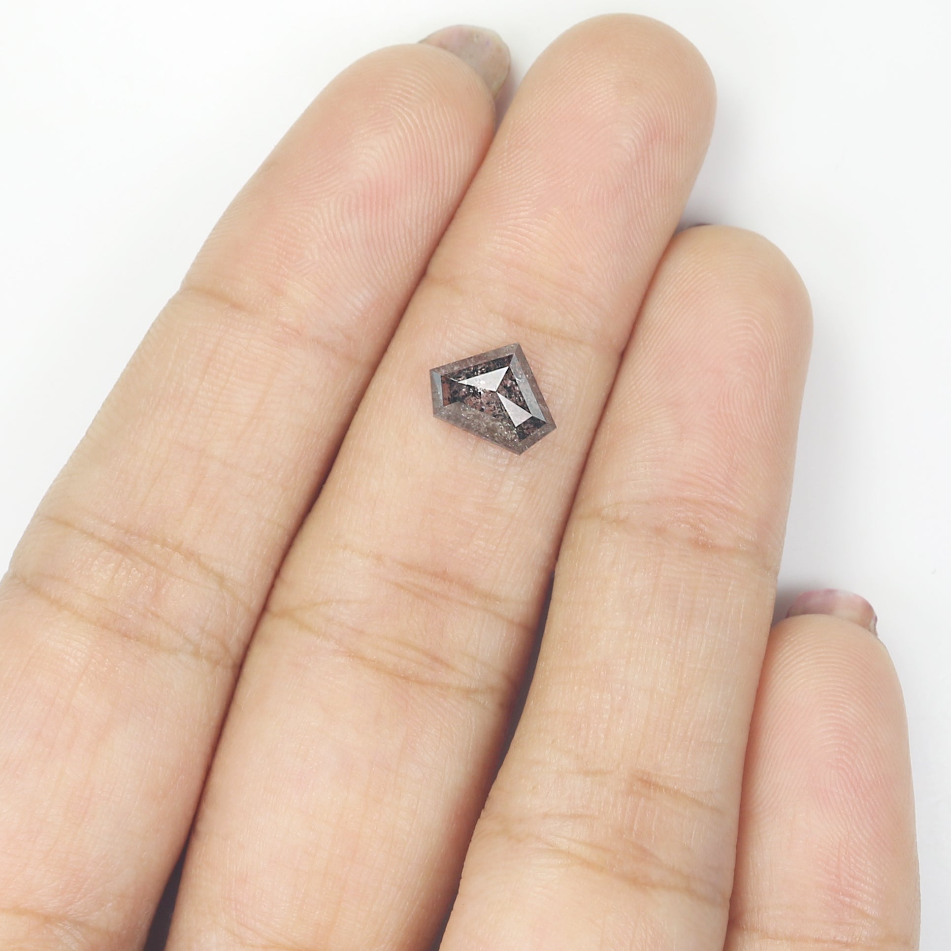 1.31 Ct Natural Loose Shield Shape Diamond Salt And Pepper Shield Cut Diamond 6.50 MM Black Gray Color Shield Shape Rose Cut Diamond QL254