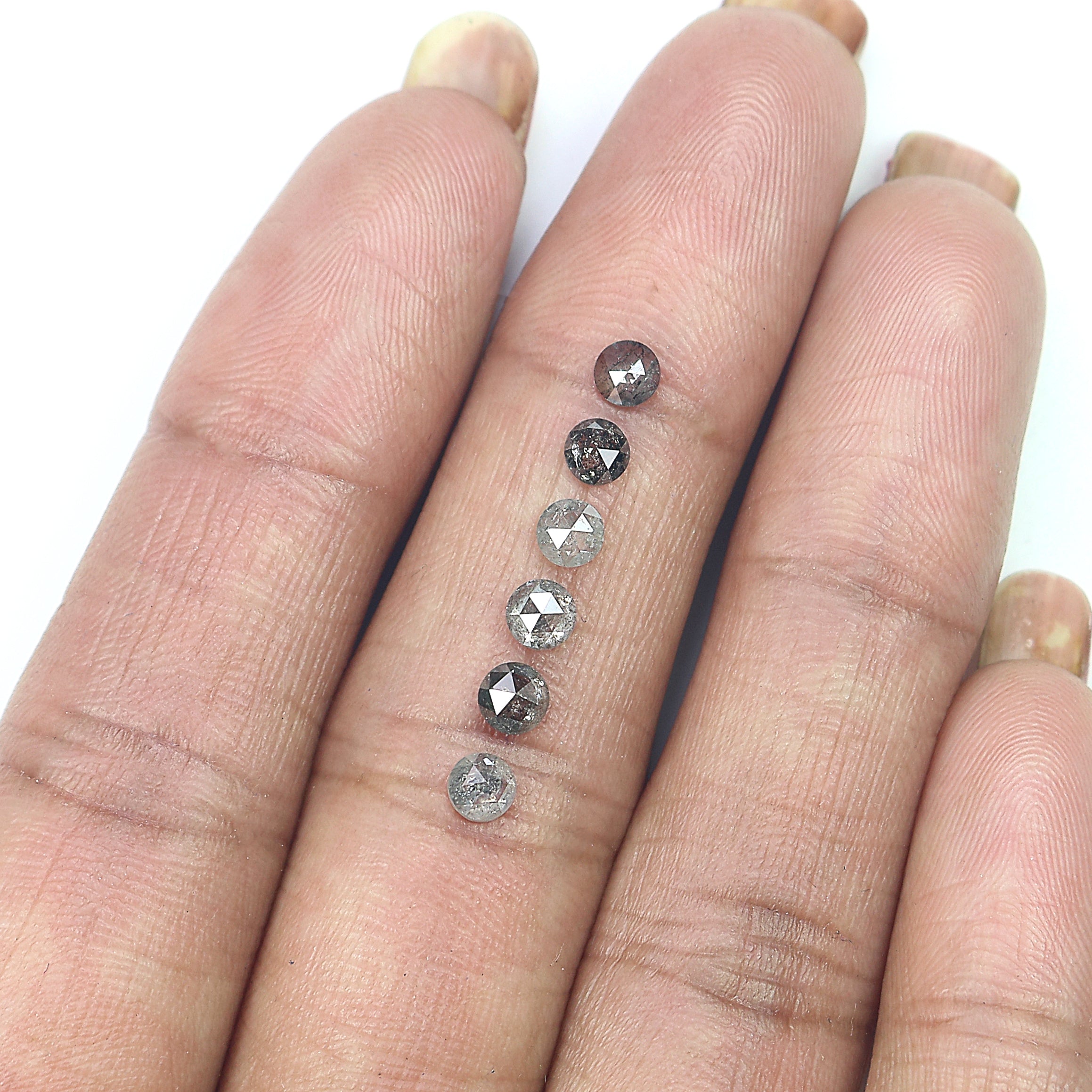 1.28 Ct Natural Loose Round Rose Cut Diamond Salt And Pepper Round Diamond 3.50 MM Natural Black Grey Color Round Rose Cut Diamond KQ2395