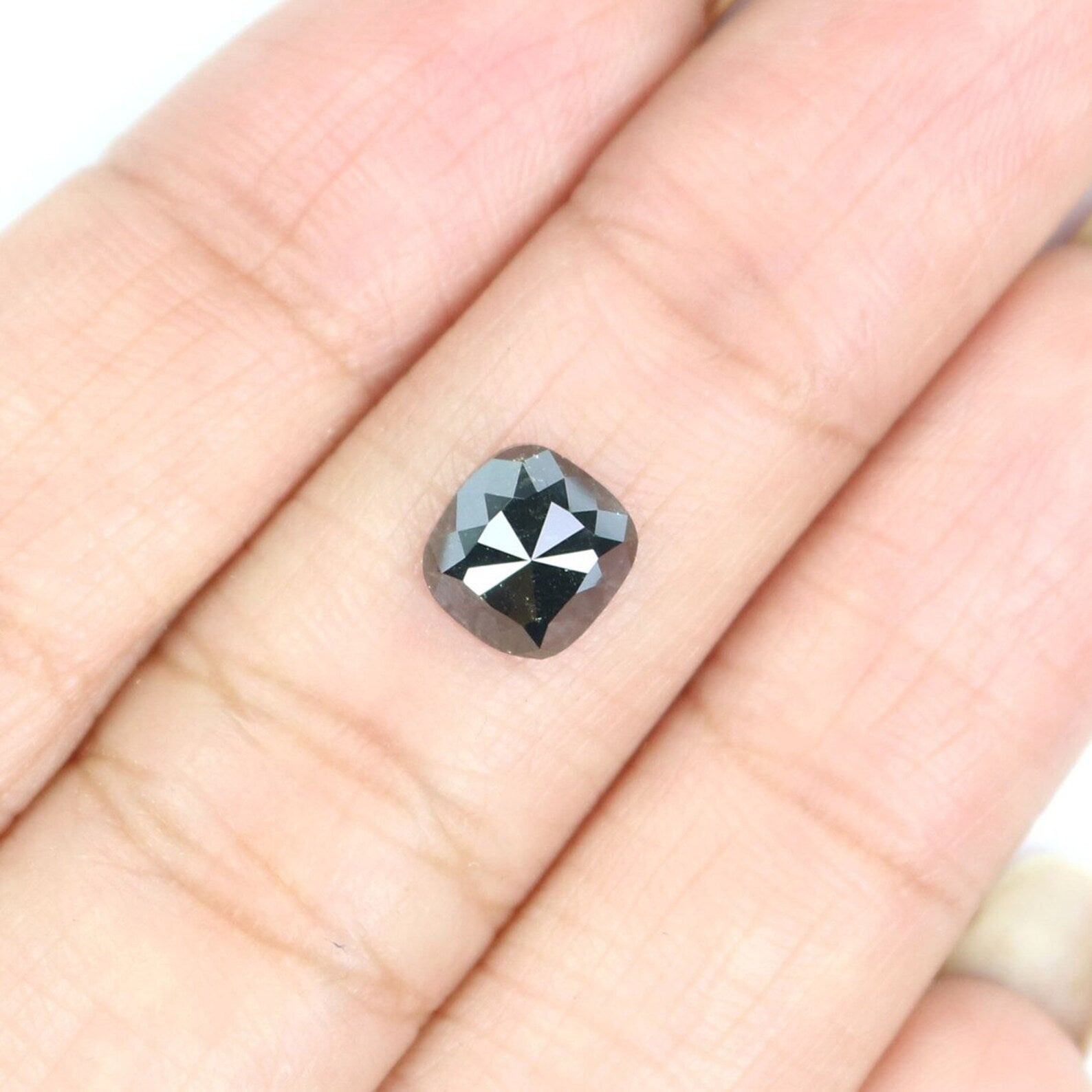 1.39 CT Natural Loose Cushion Diamond Black Color Cushion Cut Diamond 6.80 MM Natural Loose Diamond Cushion Shape Rose Cut Diamond NQ8825