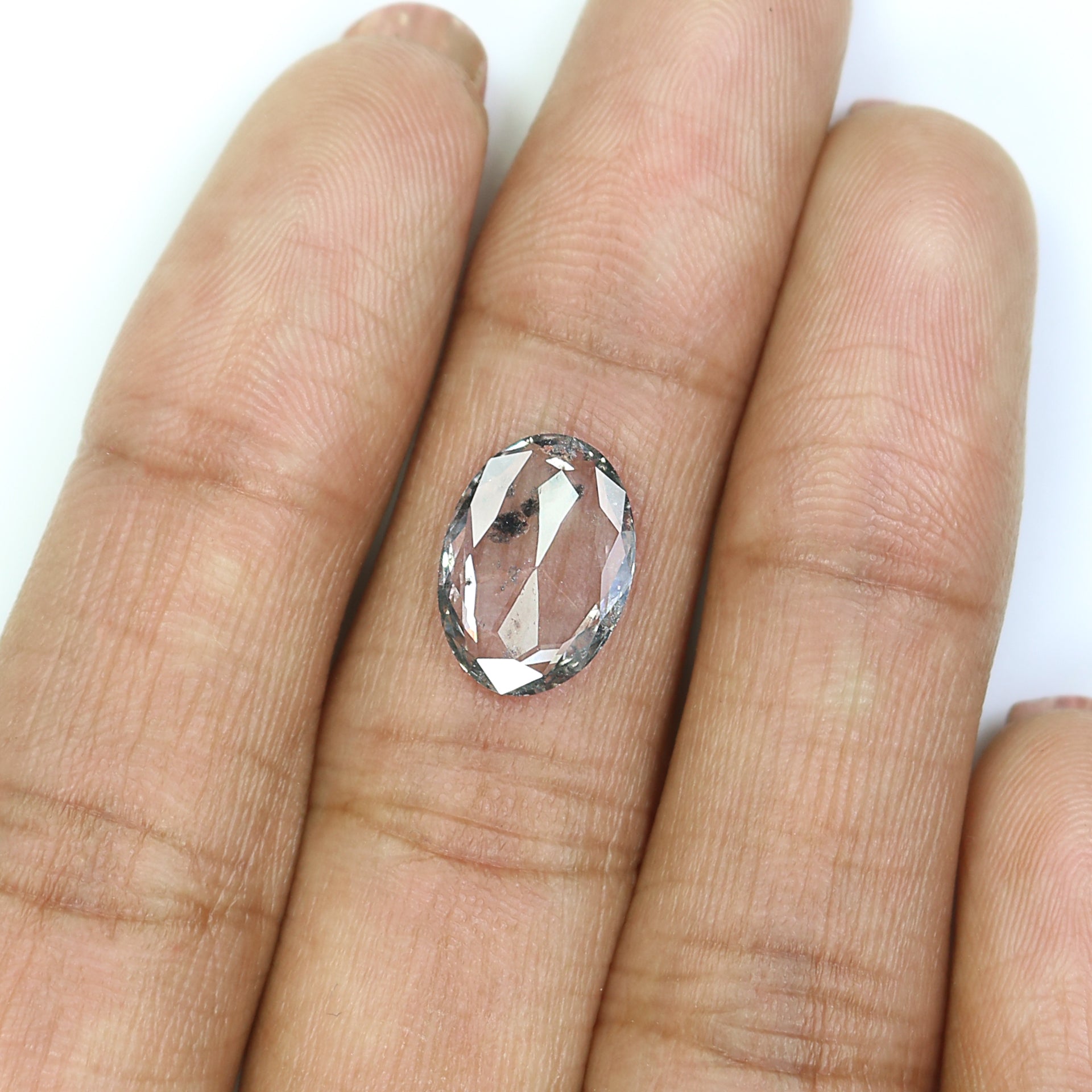 1.79 CT Oval Rose Cut Salt And Pepper Lab Grown 12.30 MM Loose Diamond CVD Fancy Black Grey Color Lab Created Antique Cut Diamonds N2632