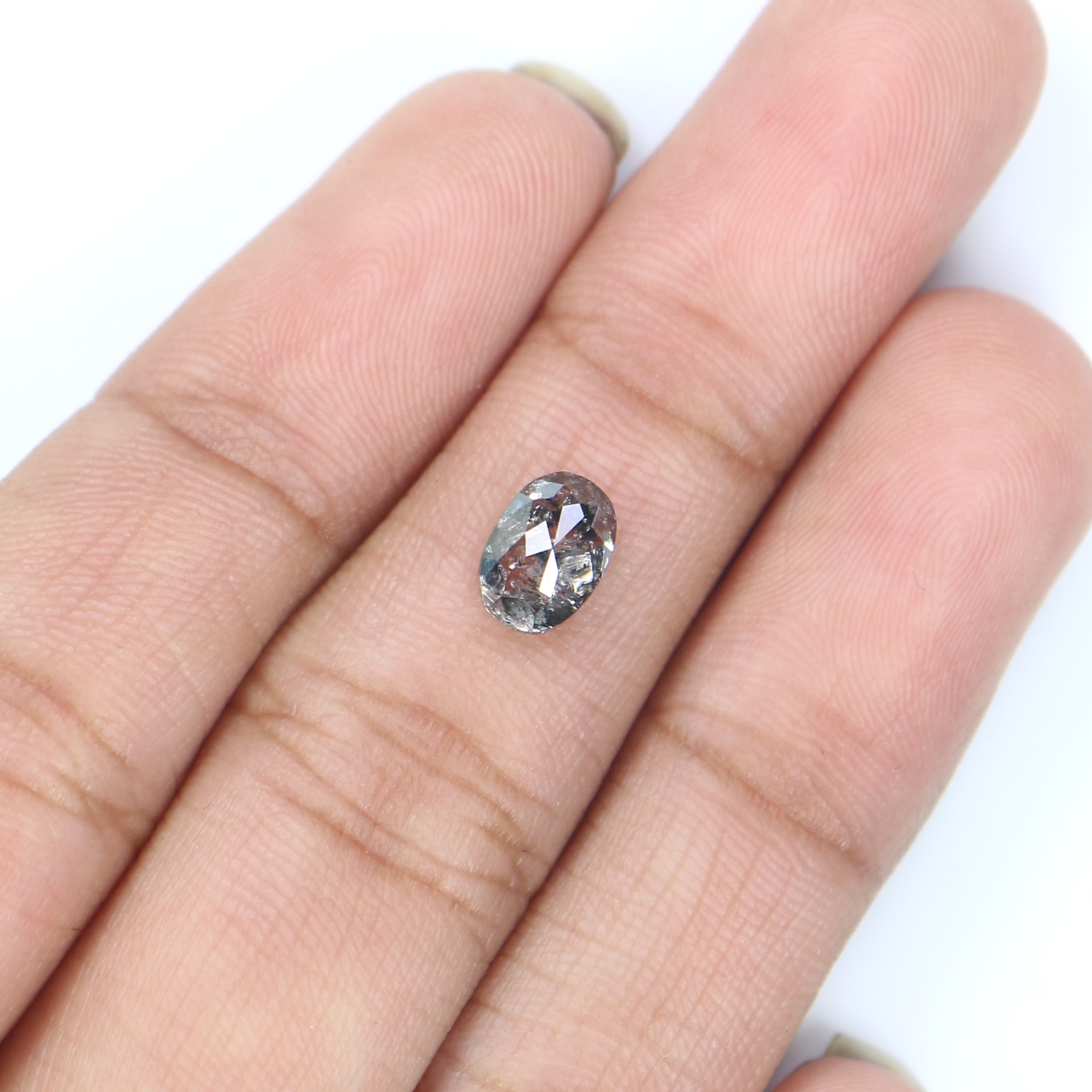 0.97 Ct Natural Loose Oval Shape Diamond Black Grey Color Oval Cut Diamond 7.10 MM Natural Loose Salt and Pepper Oval Shape Diamond QL9588