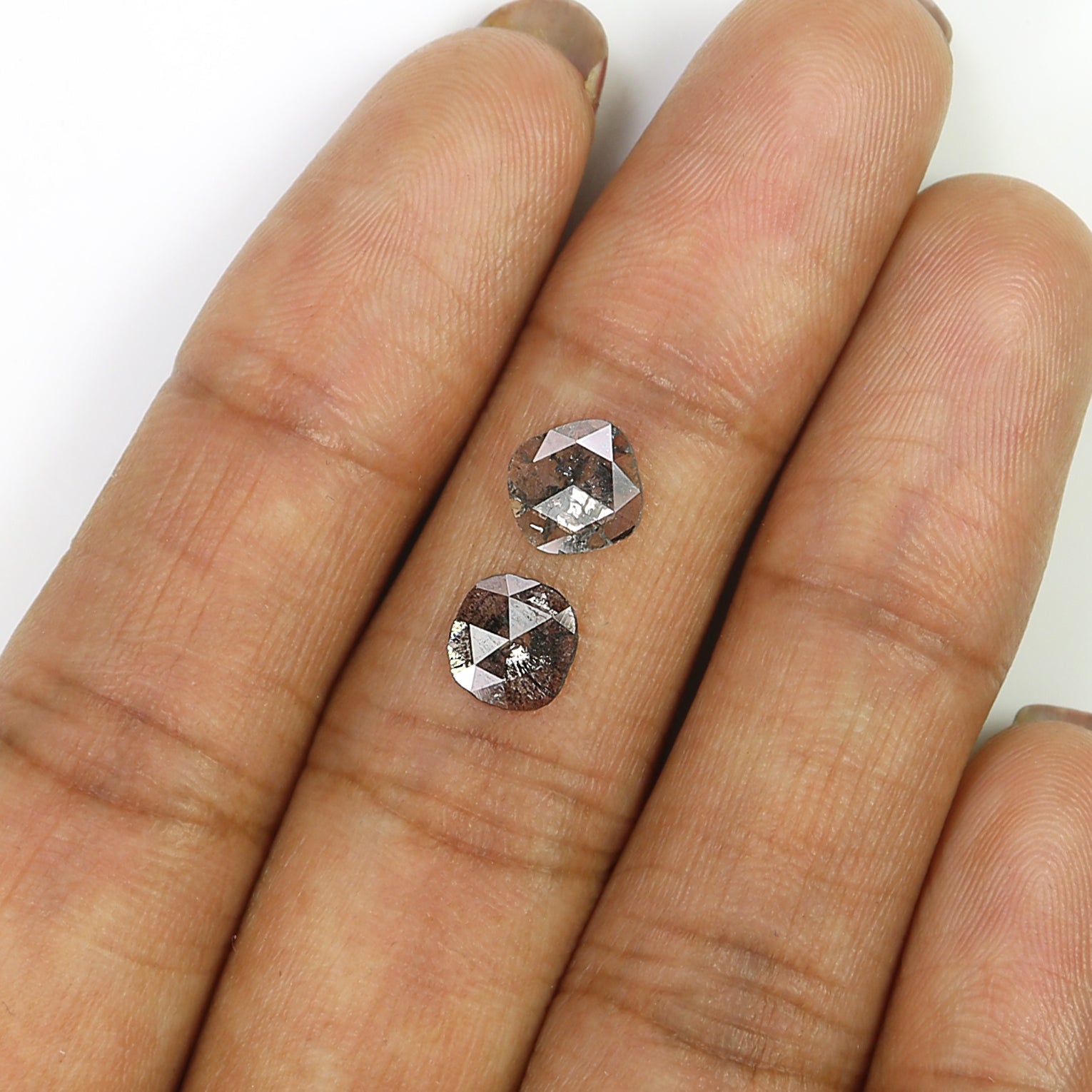 0.82 CT Natural Loose Slice Shape Diamond Salt And Pepper Slice Uncut Diamond 6.50 MM Natural Black Grey Diamond Irregular Cut Diamond L3610