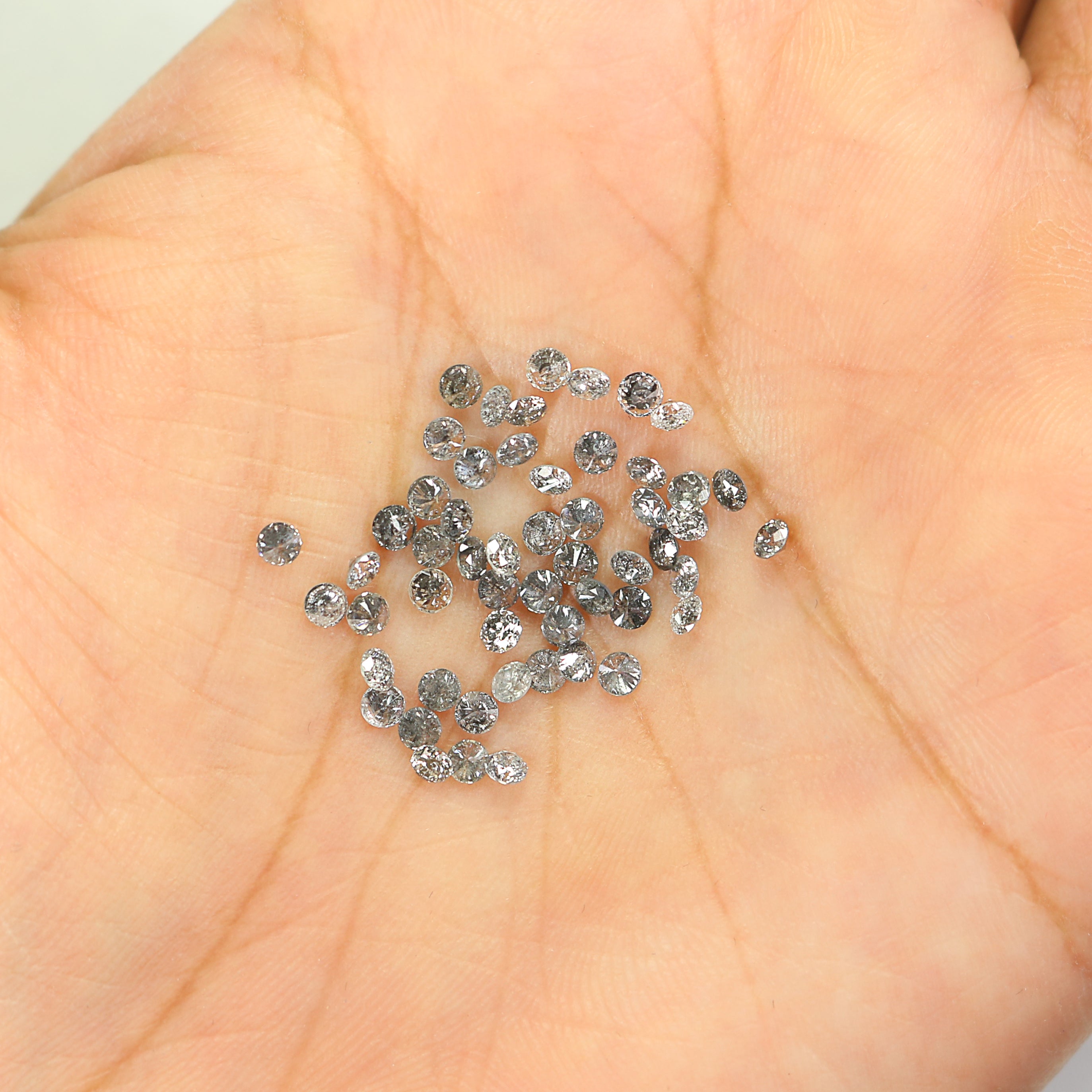 Natural Loose Round Brilliant Cut Salt And Pepper Diamond Black Grey Color Round Diamond Low Price 1.00 to 3.50 MM Round Shape Diamond Q90