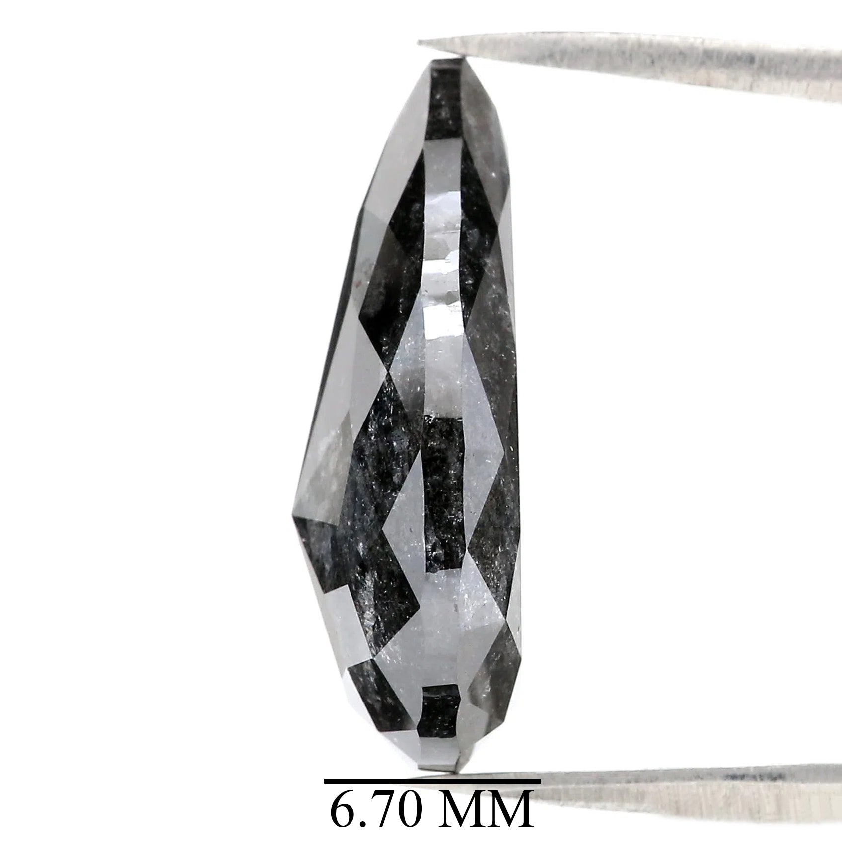 Natural Pear Salt and Pepper Diamond 14.08 CT Loose Rose Cut Black Grey Stone 21.20 MM Rustic Diamond For Custom Engagement Ring QL3018