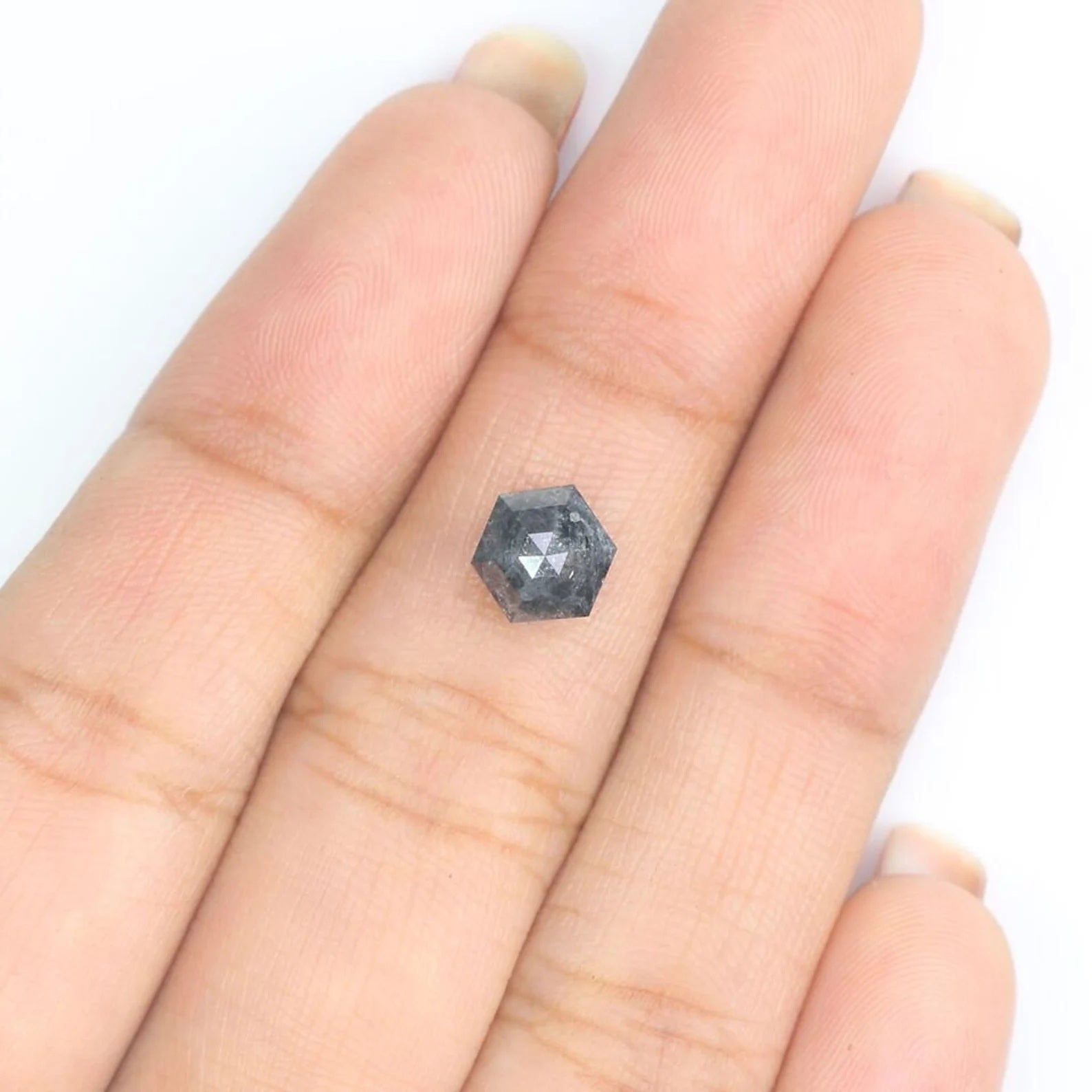 1.00 CT Natural Loose Hexagon Shape Diamond Salt And Pepper Hexagon Diamond 7.05 MM Natural Loose Diamond Hexagon Rose Cut Diamond NQ2027