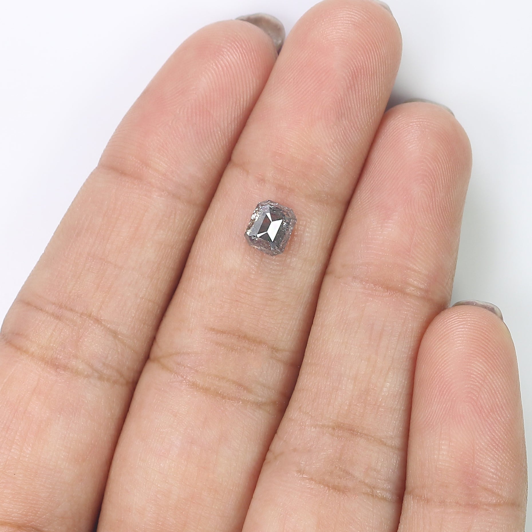 0.89 CT Natural Loose Emerald Shape Diamond Salt And Pepper Emerald Cut Diamond 5.50 MM Natural Black Grey Emerald Rose Cut Diamond LQ1220