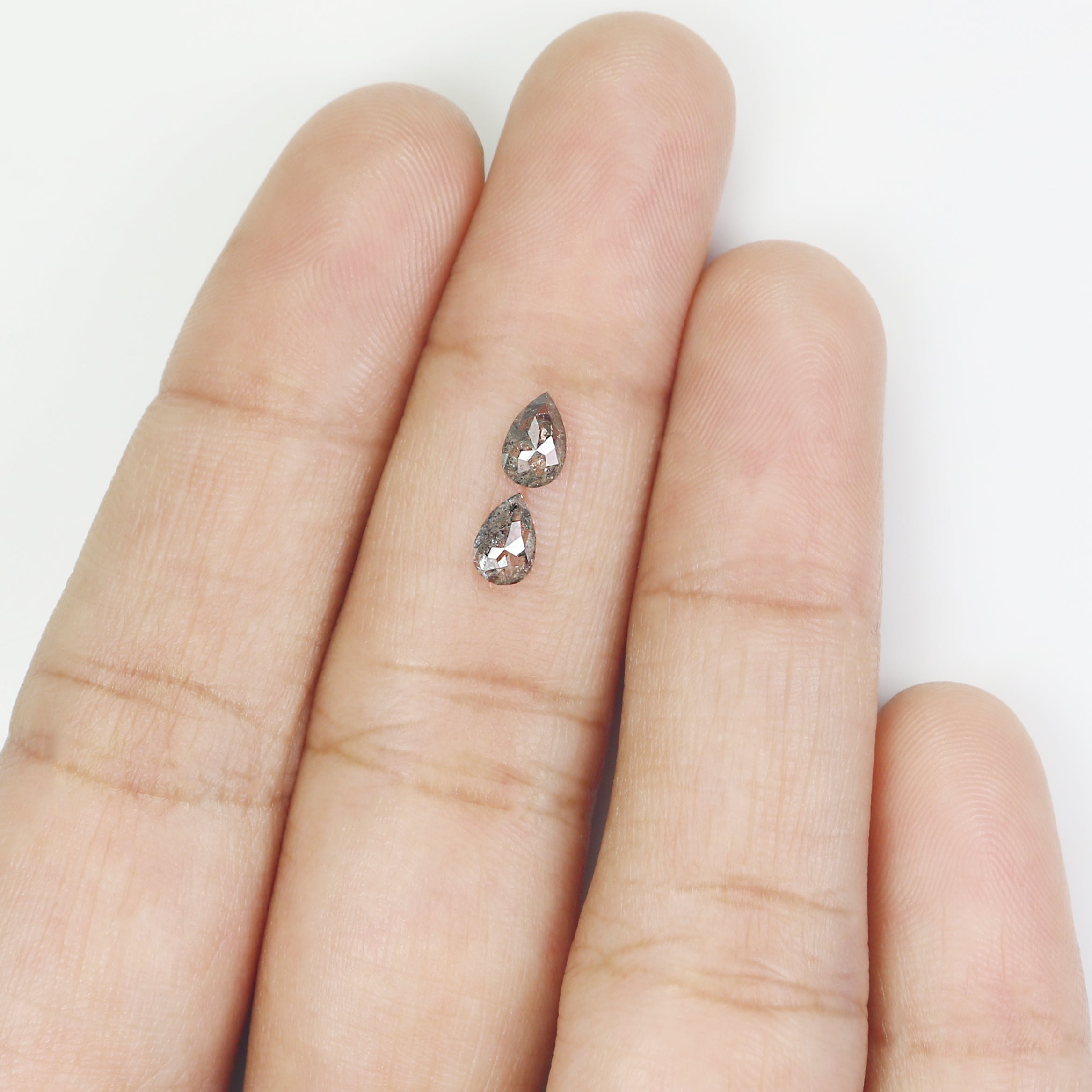 0.50 CT Natural Loose Pear Cut Pair Diamond Salt And Pepper Pear Shape Diamond 5.45 MM Natural Black Grey Color Pear Rose Cut Diamond N2277