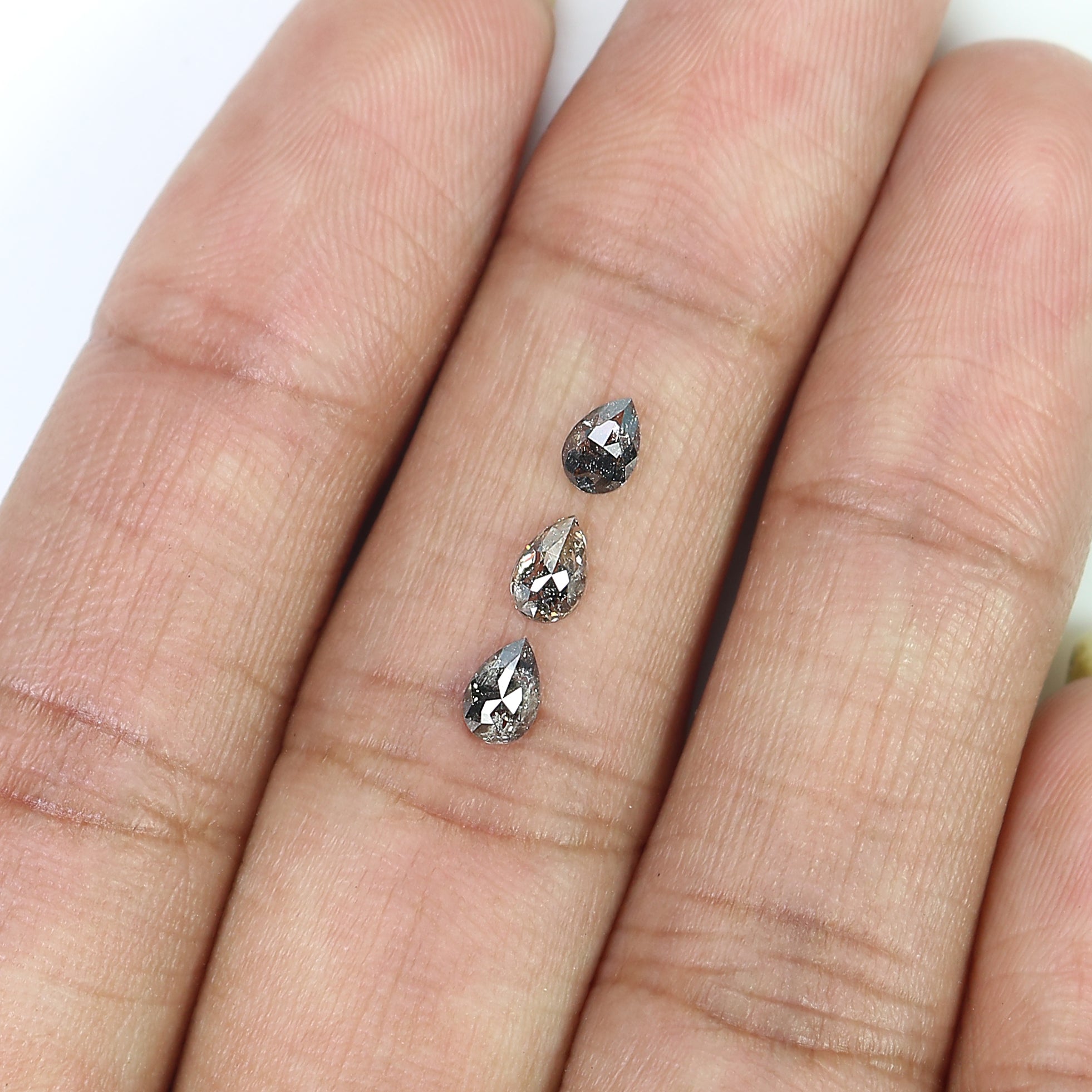 0.68 CT Natural Loose Pear Shape Diamond Salt And Pepper Pear Cut Diamond 4.55 MM Natural Black Grey Diamond Pear Rose Cut Diamond LQ1979