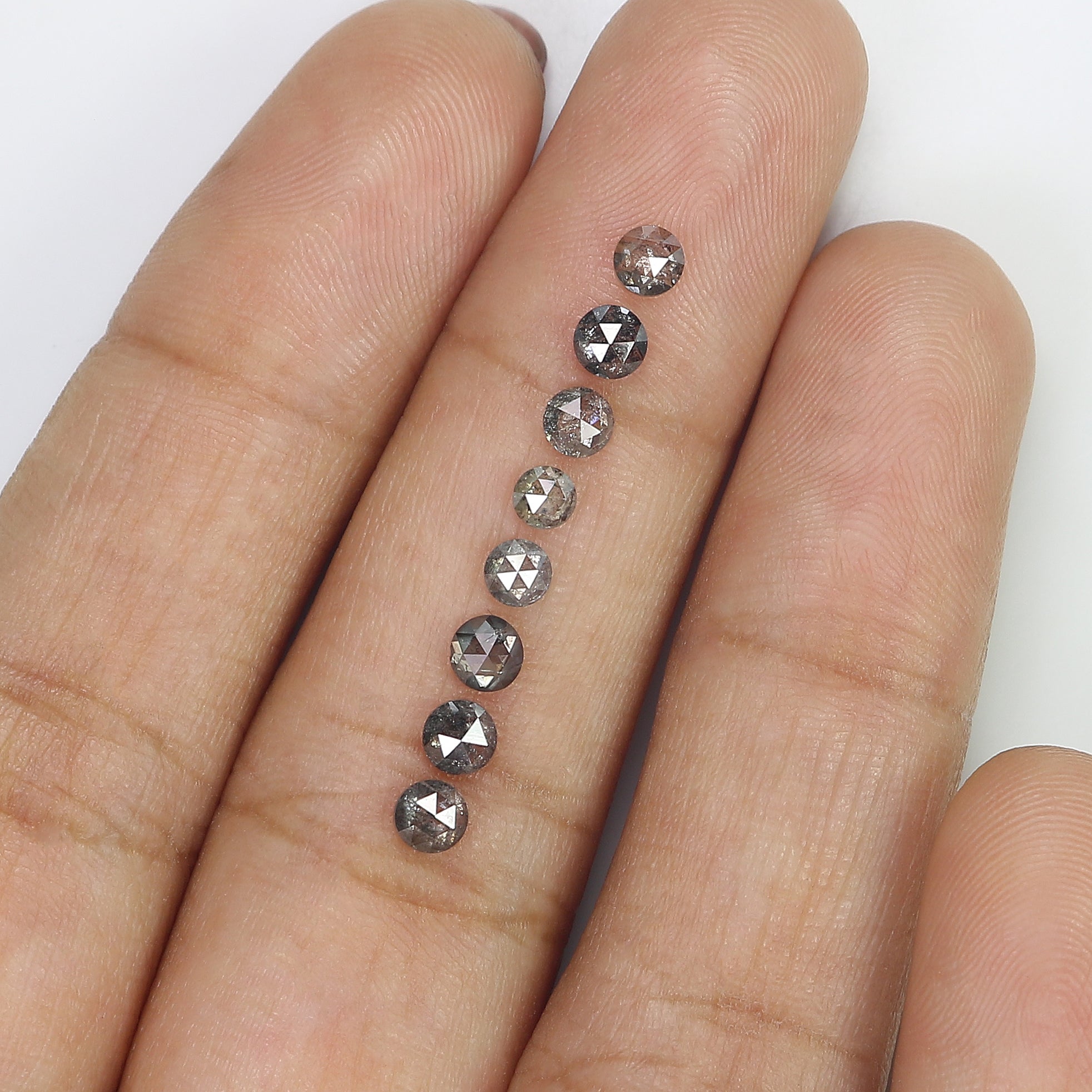 1.34 Ct Natural Loose Round Rose Cut Diamond Salt And Pepper Round Shape Diamond 2.90 MM Natural Black Grey Round Rose Cut Diamond QL1137