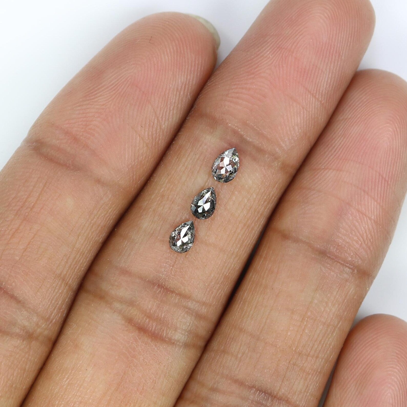 0.46 CT Natural Loose Pear Shape Diamond Salt And Pepper Pear Diamond 4.40 MM Natural Diamond Black Grey Color Pear Rose Cut Diamond NQ2414