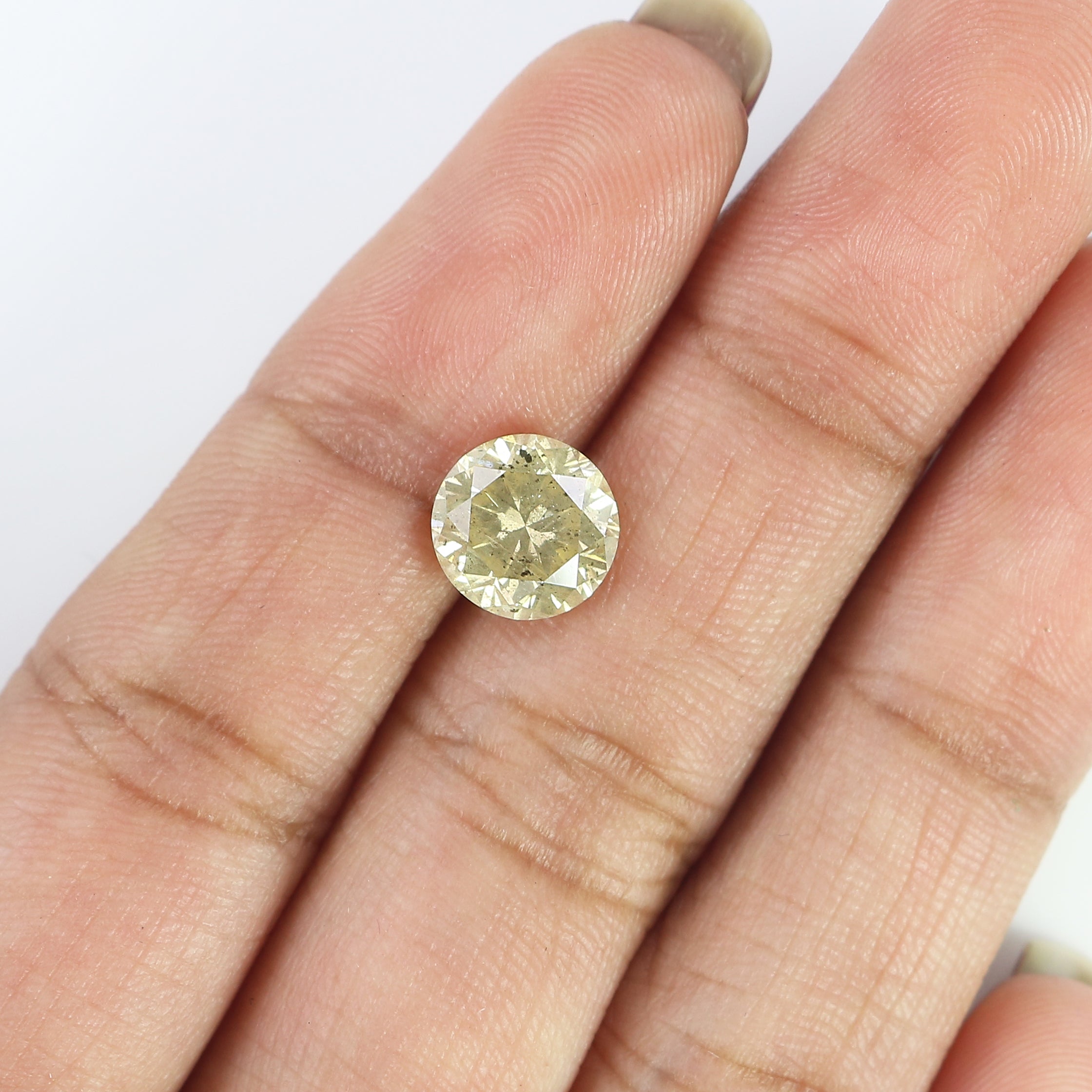1.97 Ct Natural Loose Round Brilliant Cut Diamond Yellow Color Diamond 7.80 MM Natural Diamond Yellow Color Round Shape Diamond LQ3058