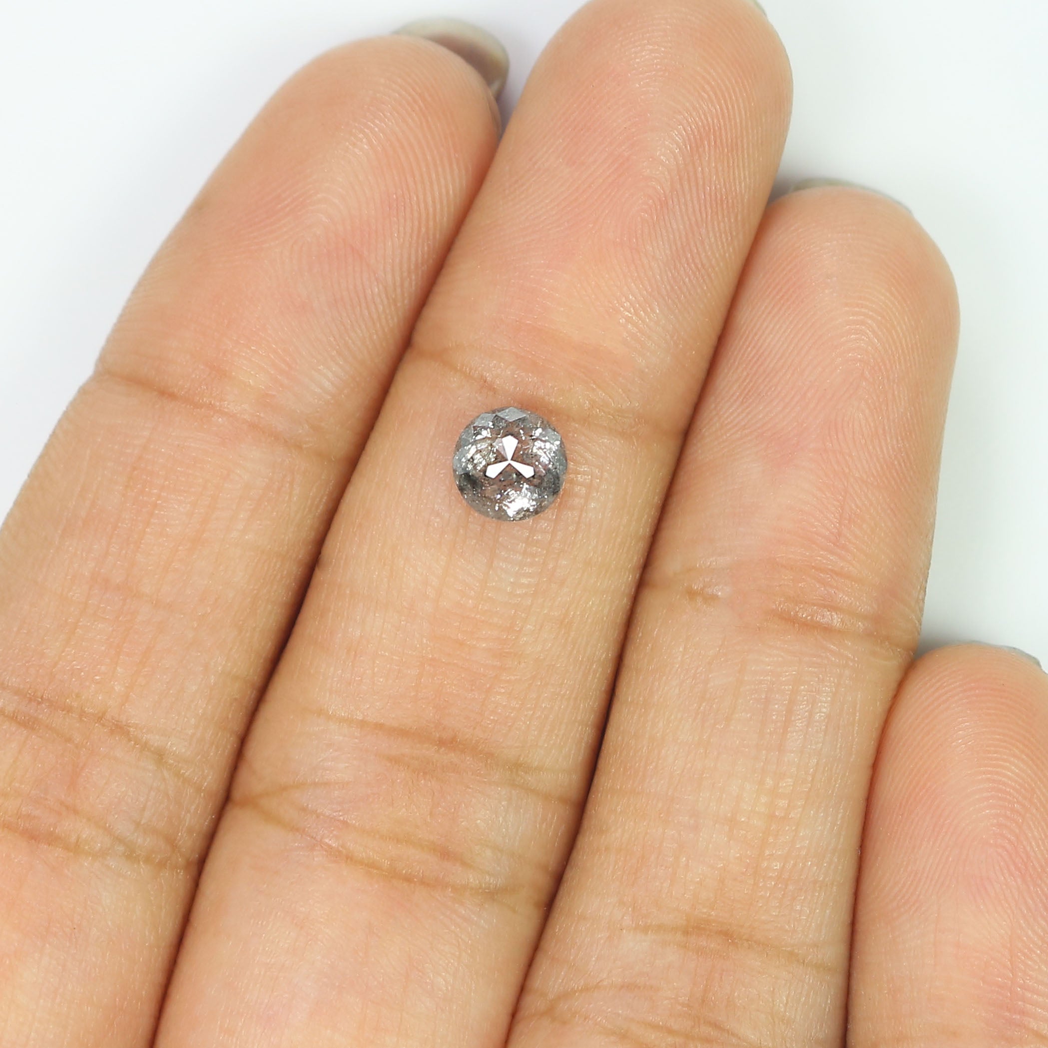 0.78 CT Natural Loose Round Rose Cut Diamond Salt And Pepper Round Shape Diamond 5.55 MM Natural Black Grey Round Rose Cut Diamond LQ2394