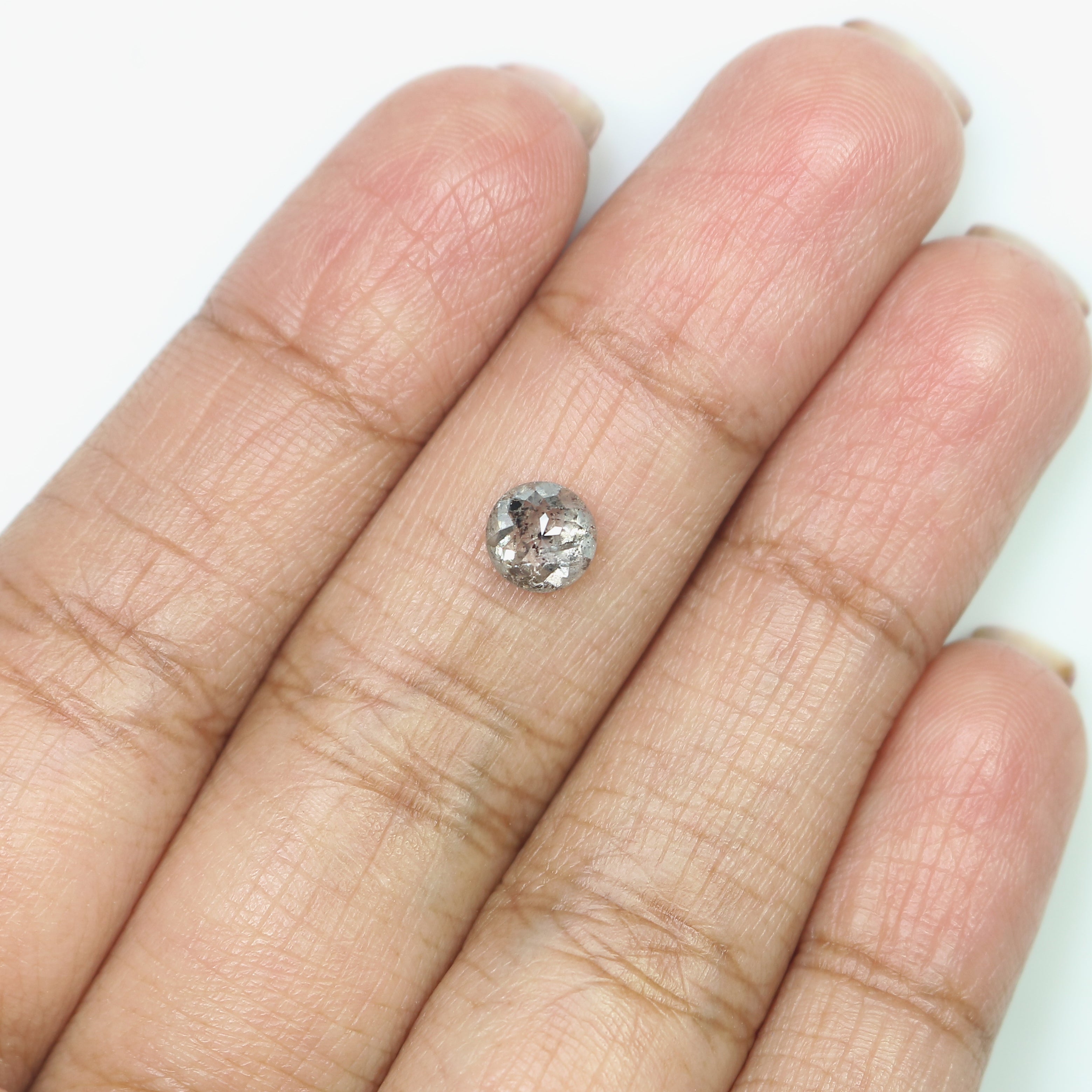 0.96 CT Natural Loose Round Rose Cut Diamond Salt And Pepper Round Diamond 5.70 MM Natural Loose Black Grey Color Rose Cut Diamond LQ9361