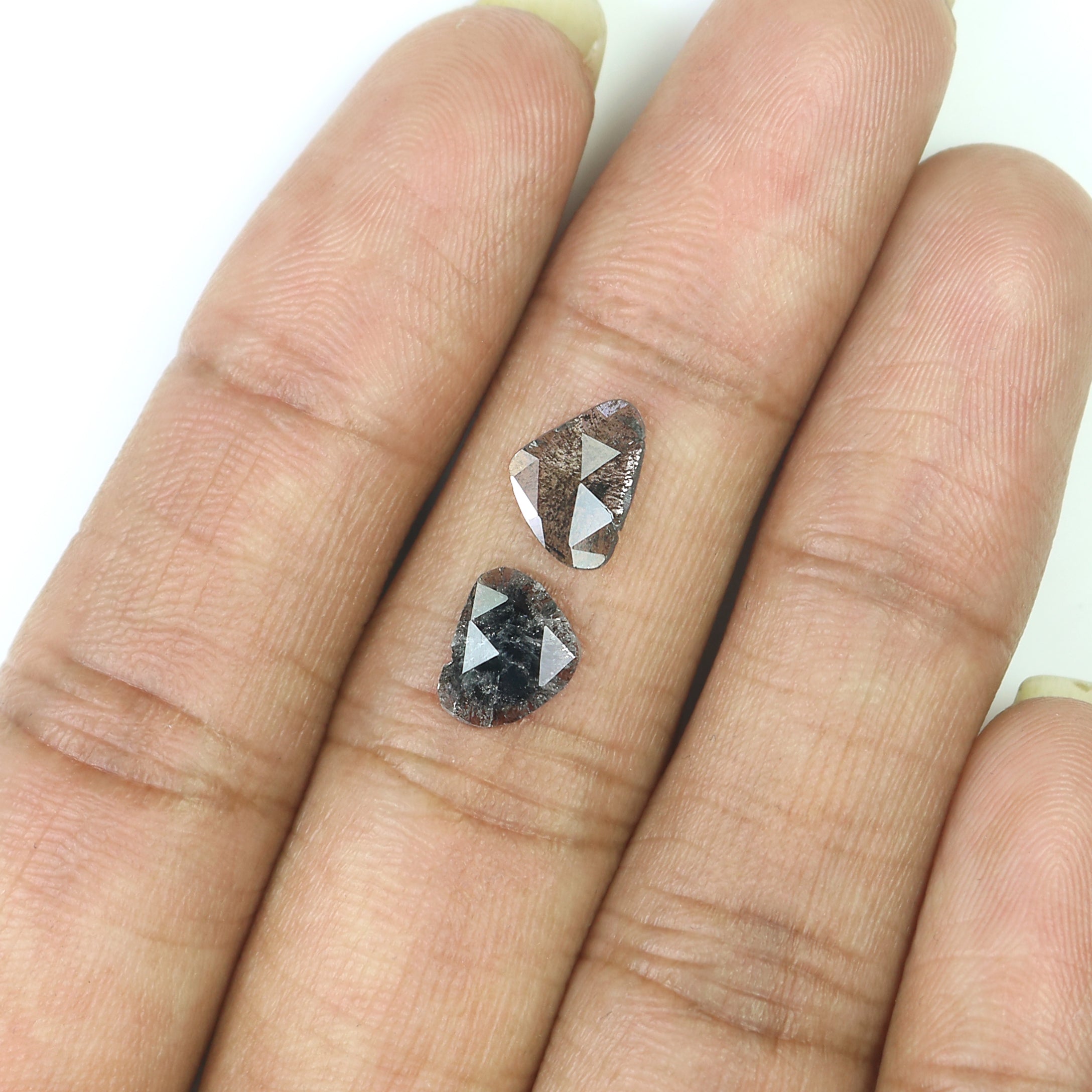 0.92 CT Natural Loose Slice Shape Diamond Salt And Pepper Slice Uncut Diamond 8.65 MM Natural Black Grey Diamond Irregular Cut Diamond L3611