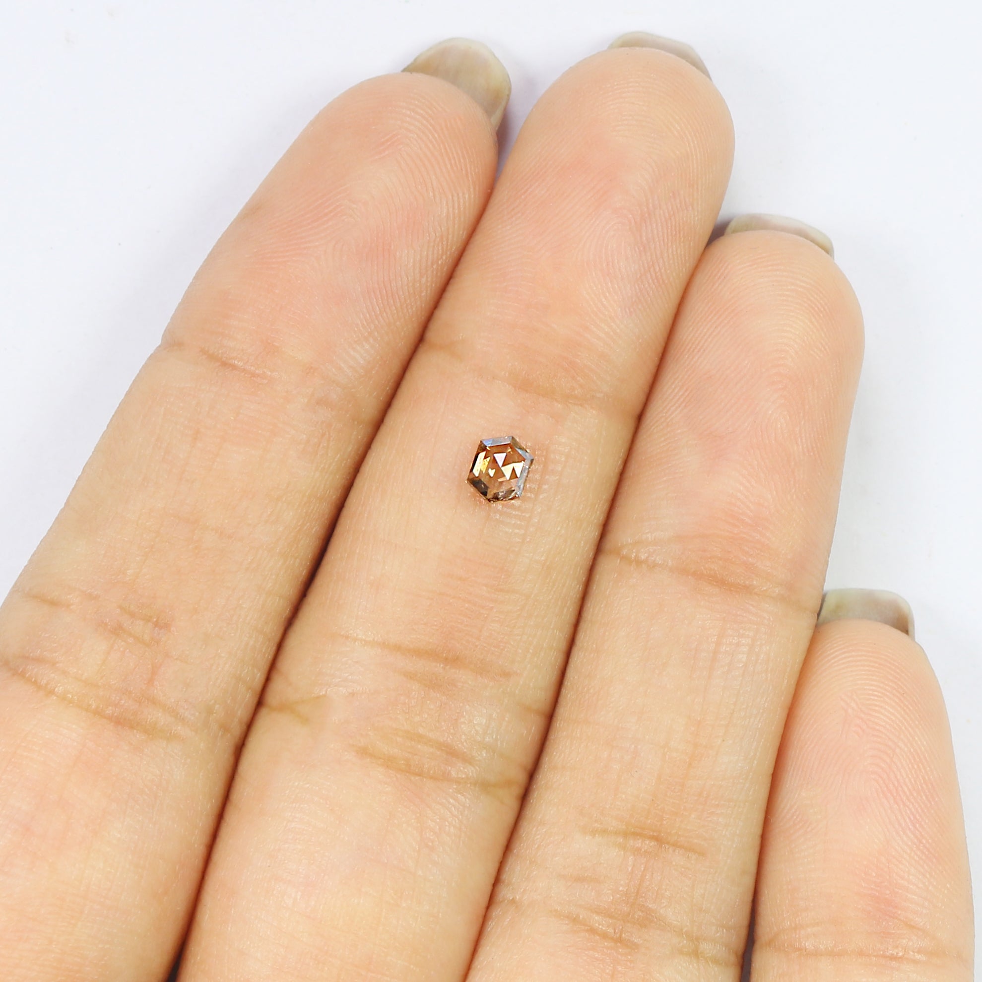 0.29 CT Natural Loose Hexagon Shape Diamond Brown Color Hexagon Cut Diamond 4.20 MM Natural Loose Brown Color Hexagon Rose Cut Diamond LQ850