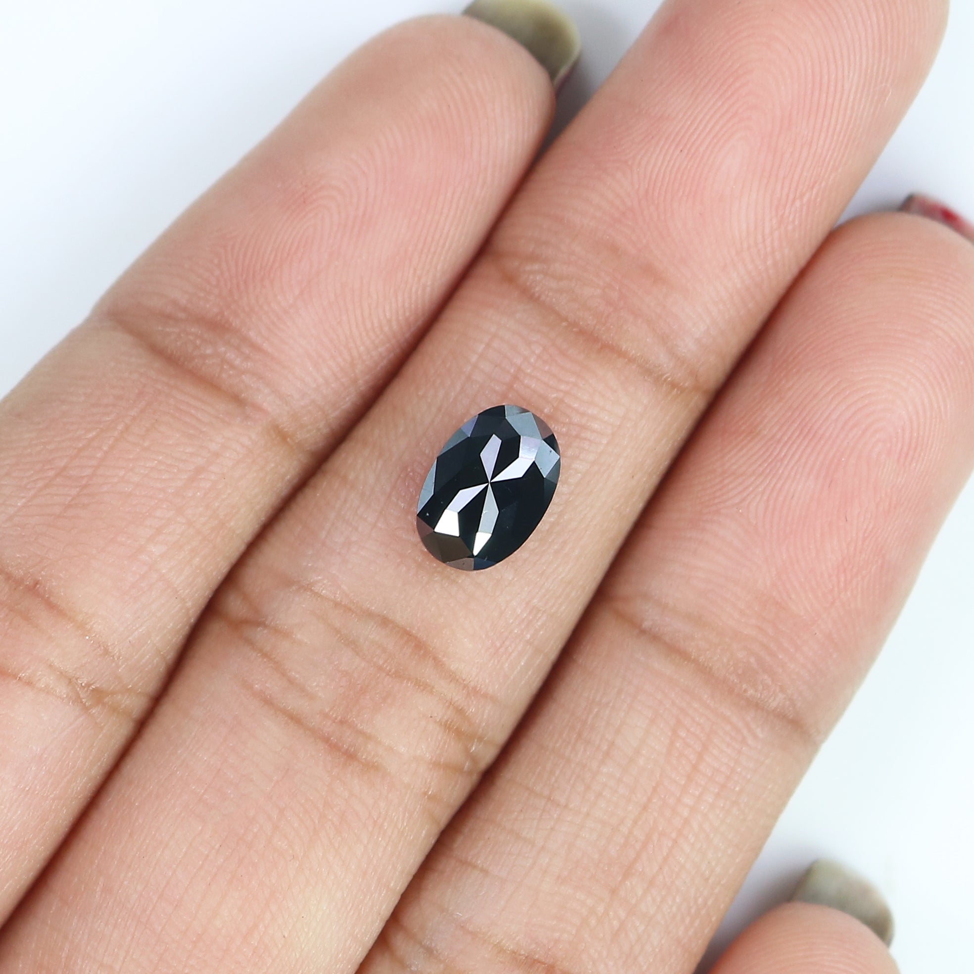 1.19 CT Natural Loose Oval Shape Diamond Black Oval Cut Diamond 8.05 MM Natural Loose Diamond Black Color Oval Shape Rose Cut Diamond LC15