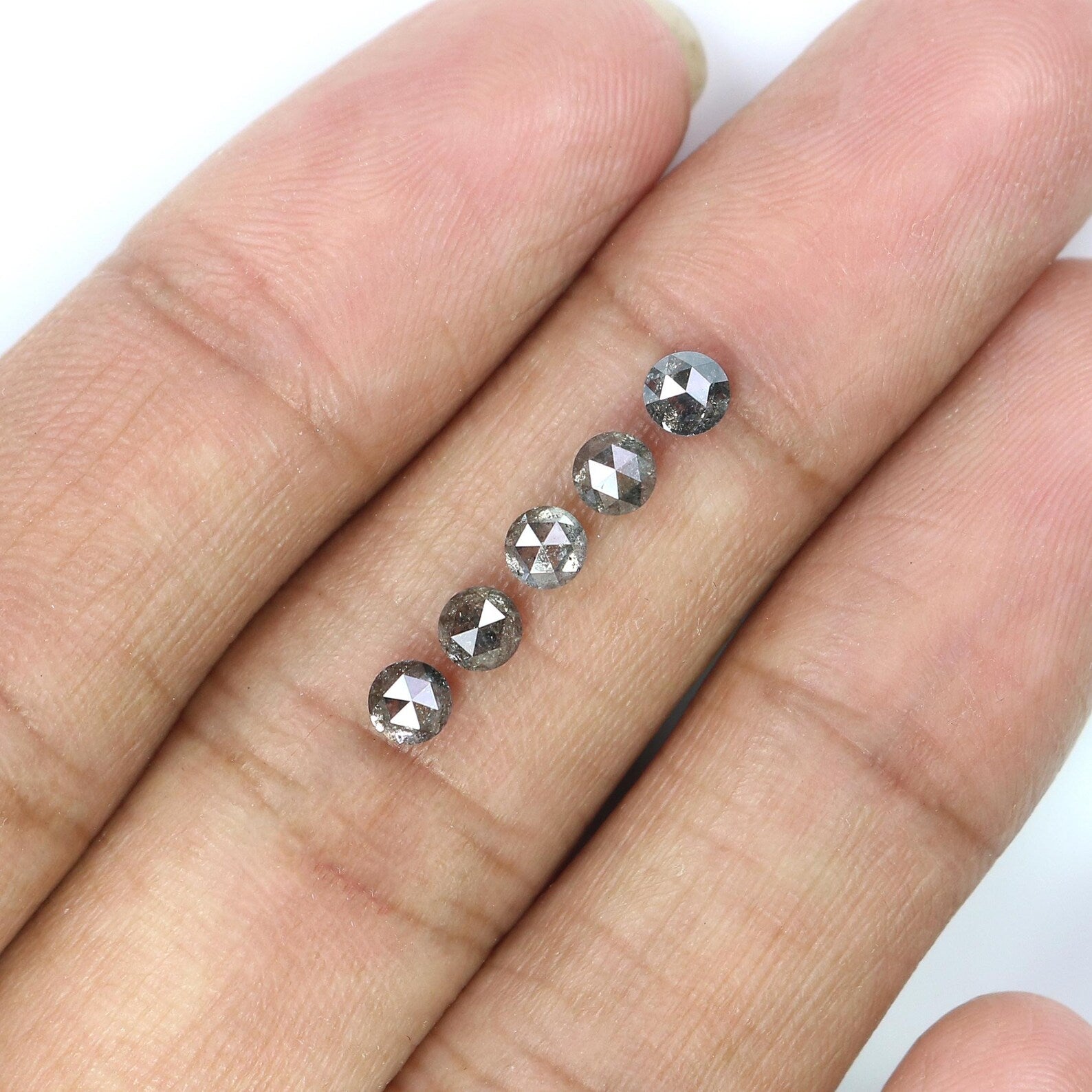 1.14 Ct Natural Loose Round Rose Cut Diamond Salt And Pepper Round Diamond 3.30 MM Natural Black Grey Color Round Rose Cut Diamond NQ2314