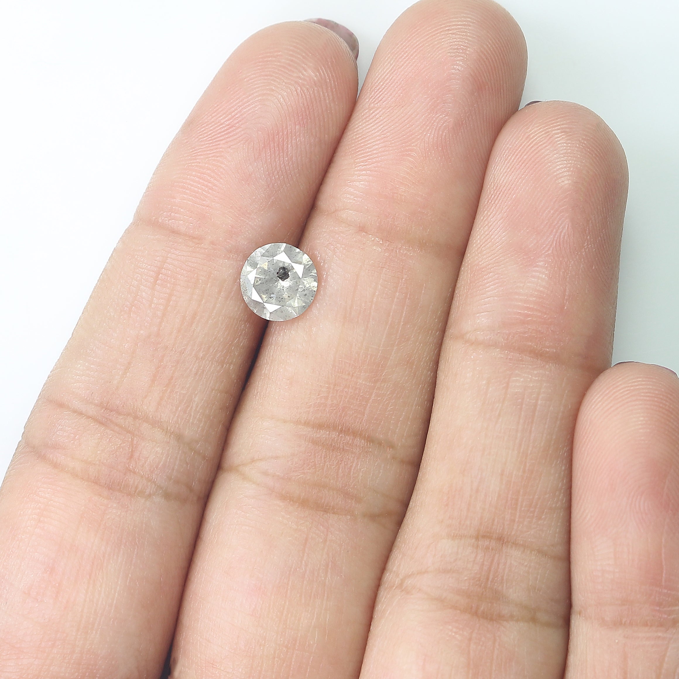 1.06 CT Natural Loose Round Shape Diamond Salt And Pepper Round Cut Diamond 6.60 MM Natural Grey Color Round Brilliant Cut Diamond LQ445