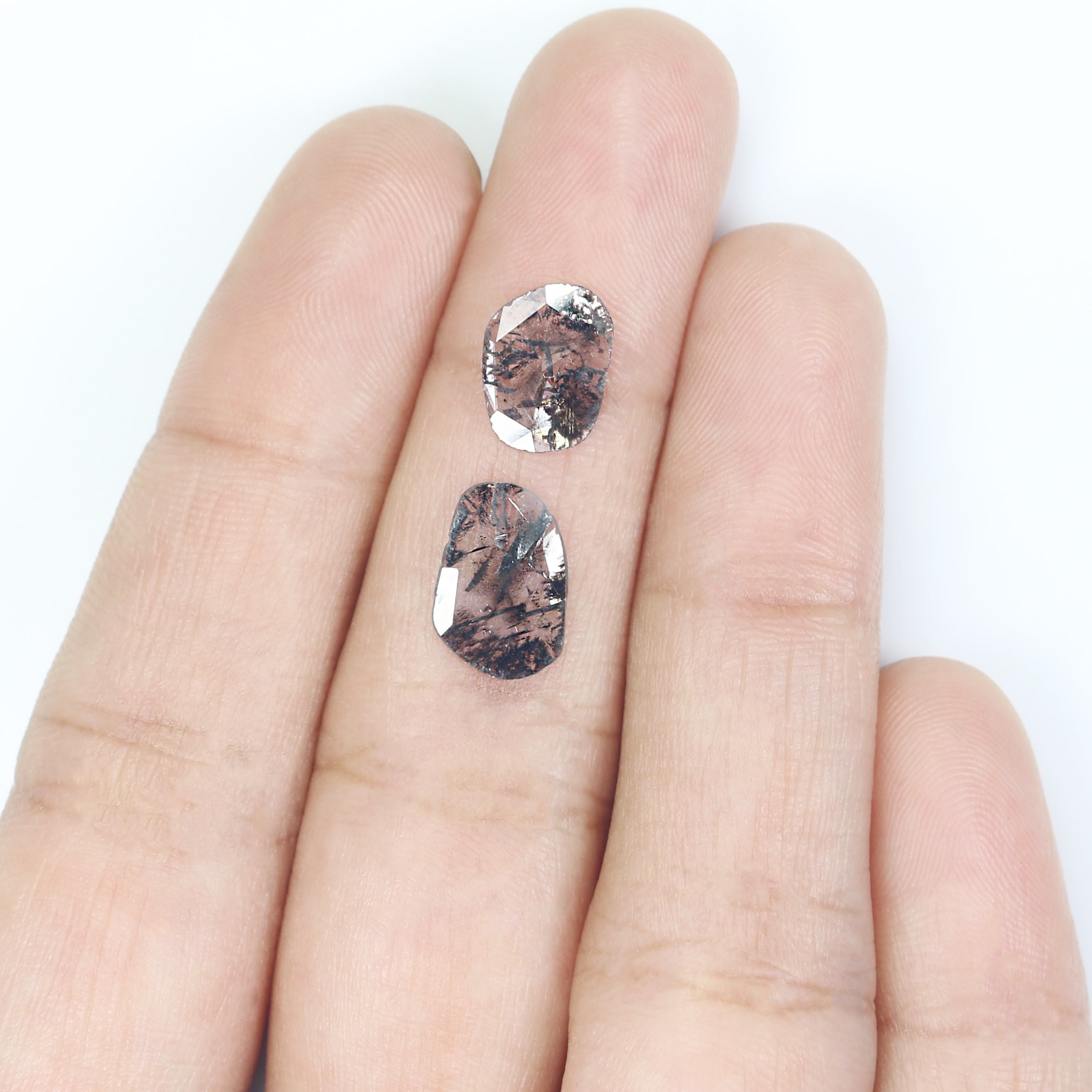 1.33 CT Natural Loose Slice Shape Diamond Salt And Pepper Slice Cut Diamond 10.95 MM Natural Black Grey Diamond Irregular Cut Diamond L3482