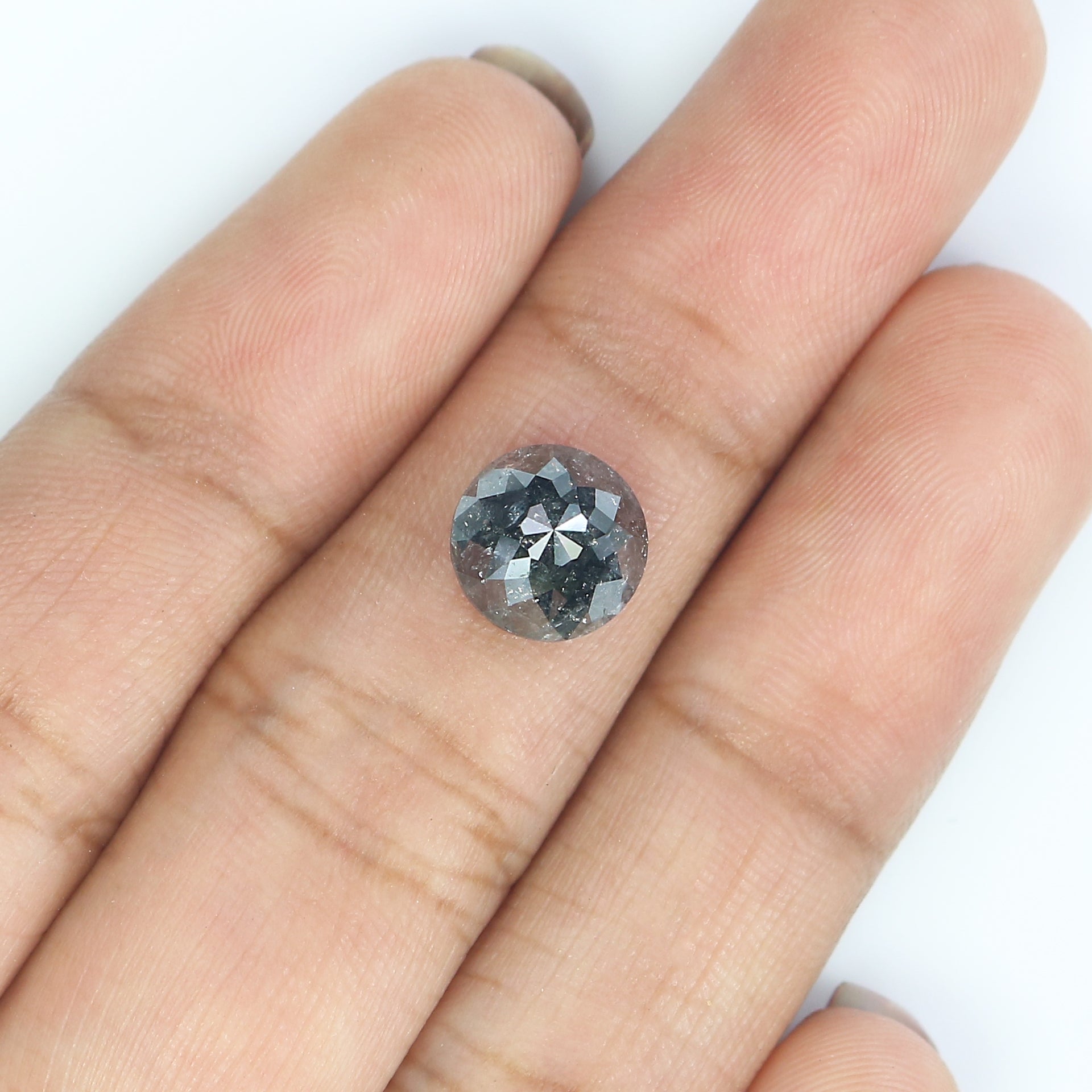 2.49 CT Natural Loose Round Rose Cut Diamond Salt And Pepper Round Diamond 8.15 MM Natural Loose Black Grey Color Rose Cut Diamond QL202