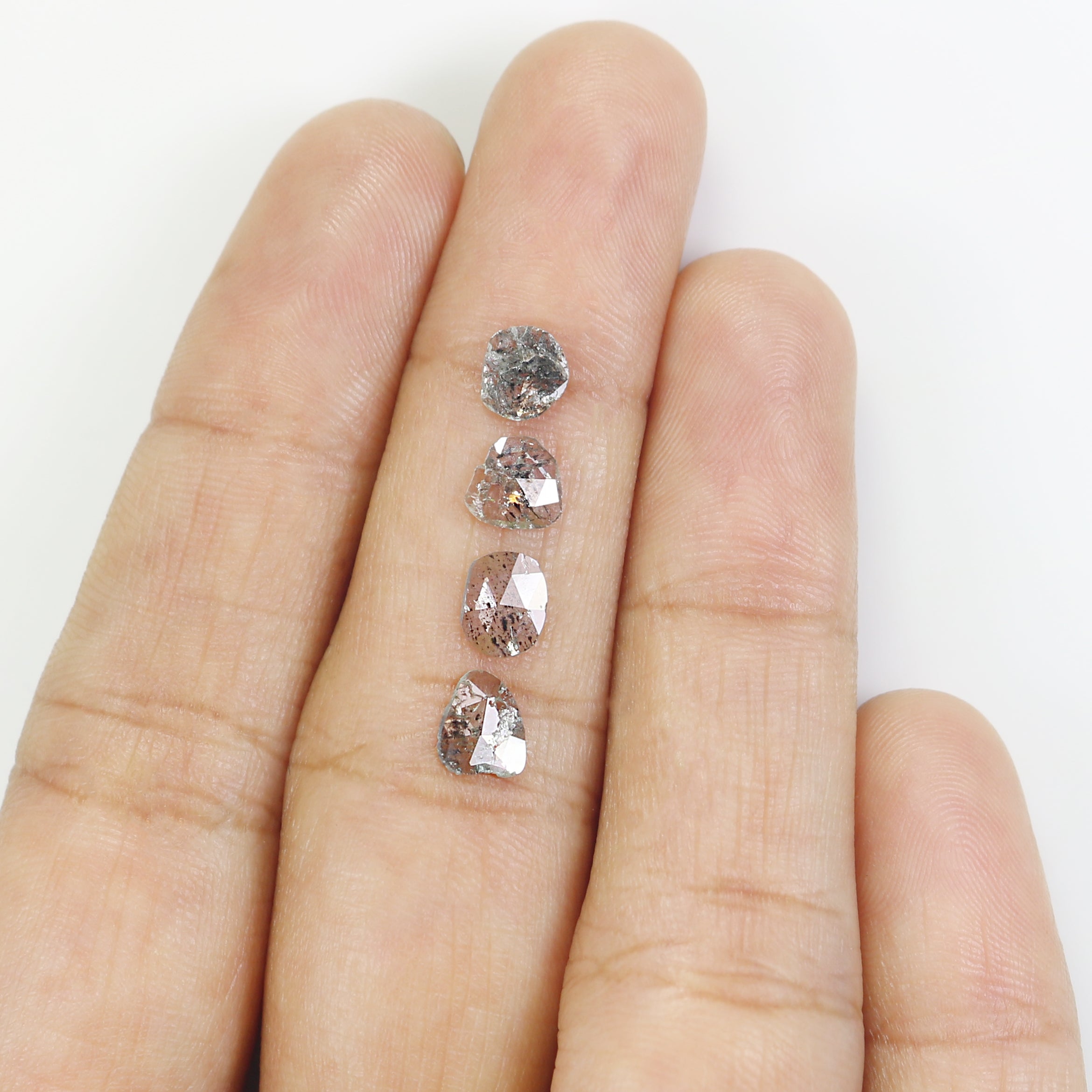 0.94 CT Natural Loose Slice Shape Diamond Salt And Pepper Slice Cut Diamond 5.95 MM Natural Black Grey Diamond Irregular Cut Diamond L3471