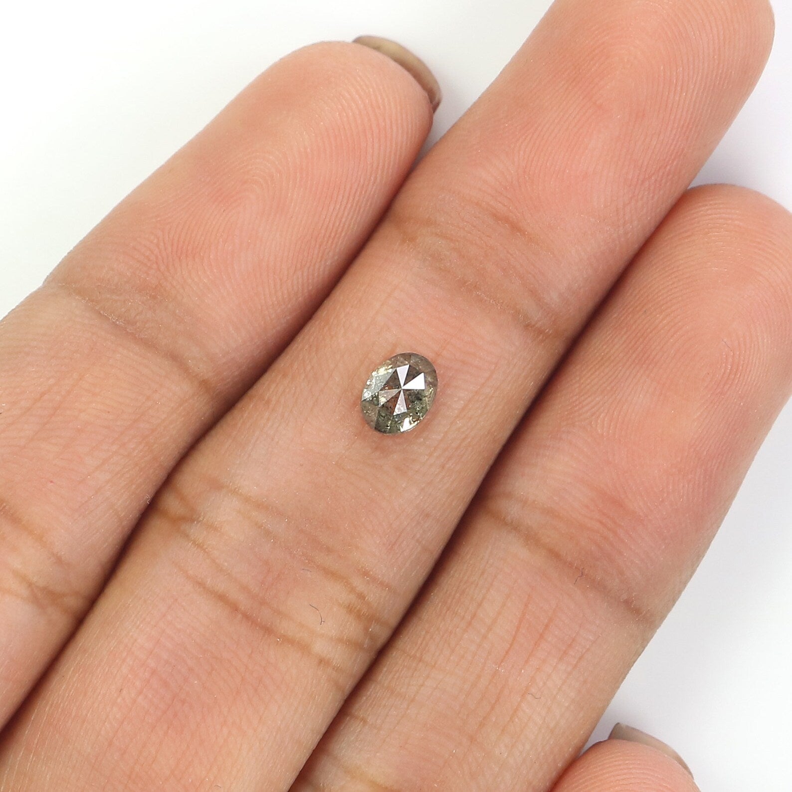 Natural Loose Oval Diamond, Salt And Pepper Oval Diamond, Natural Loose Diamond, Oval Rose Cut Diamond, 0.40 CT Oval Shape Diamond N9254