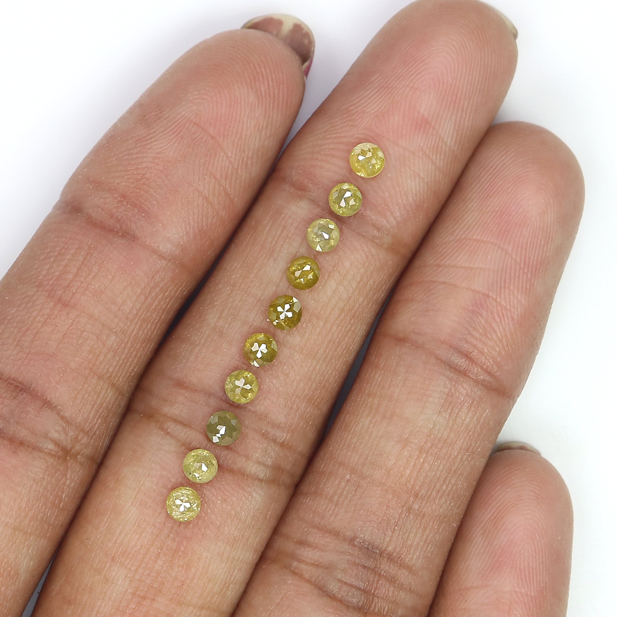 1.47 CT Natural Loose Round Rose Cut Diamond Green Color Round Shape Diamond 2.90 MM Natural Yellow Color Round Rose Cut Diamond LQ9243