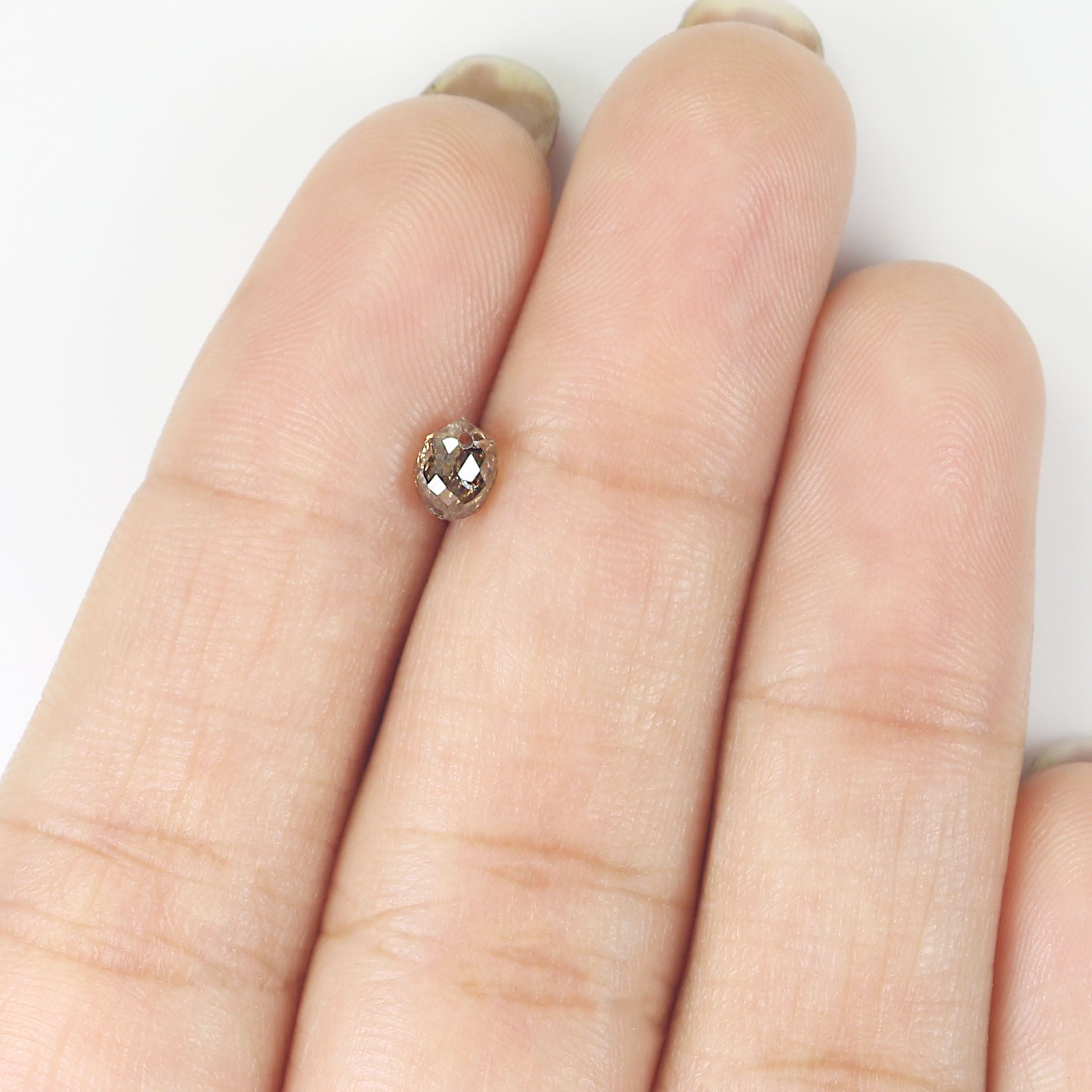 0.58 Ct Natural Loose Briolette Shape Diamond Brown Color Drop Diamond 4.70 MM Natural Loose Brown Color Briolette Rose Cut Diamond LQ9827