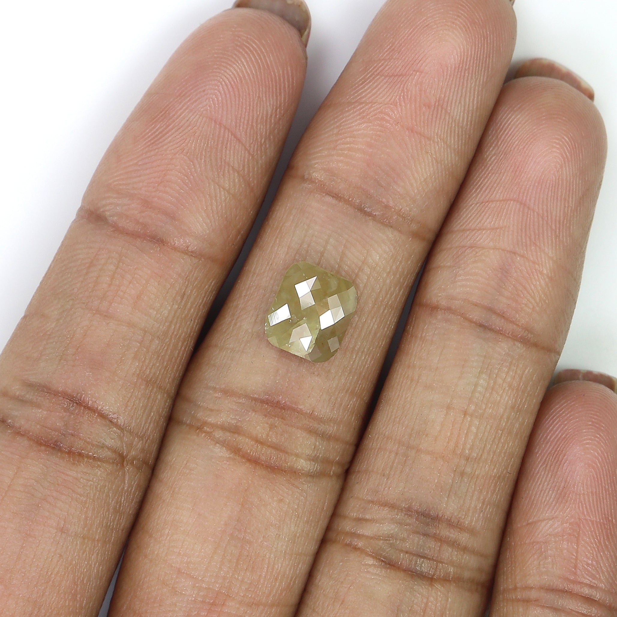 Natural Loose Cushion Green Grey Color Diamond 1.97 CT 8.00 MM Cushion Shape Rose Cut Diamond KQ116