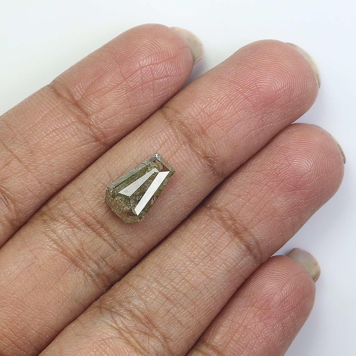 2.61 CT Natural Loose Coffin Cut Diamond Grey Brown Color Coffin Shape Diamond 11.05 MM Natural Loose Diamond Coffin Rose Cut Diamond QL400