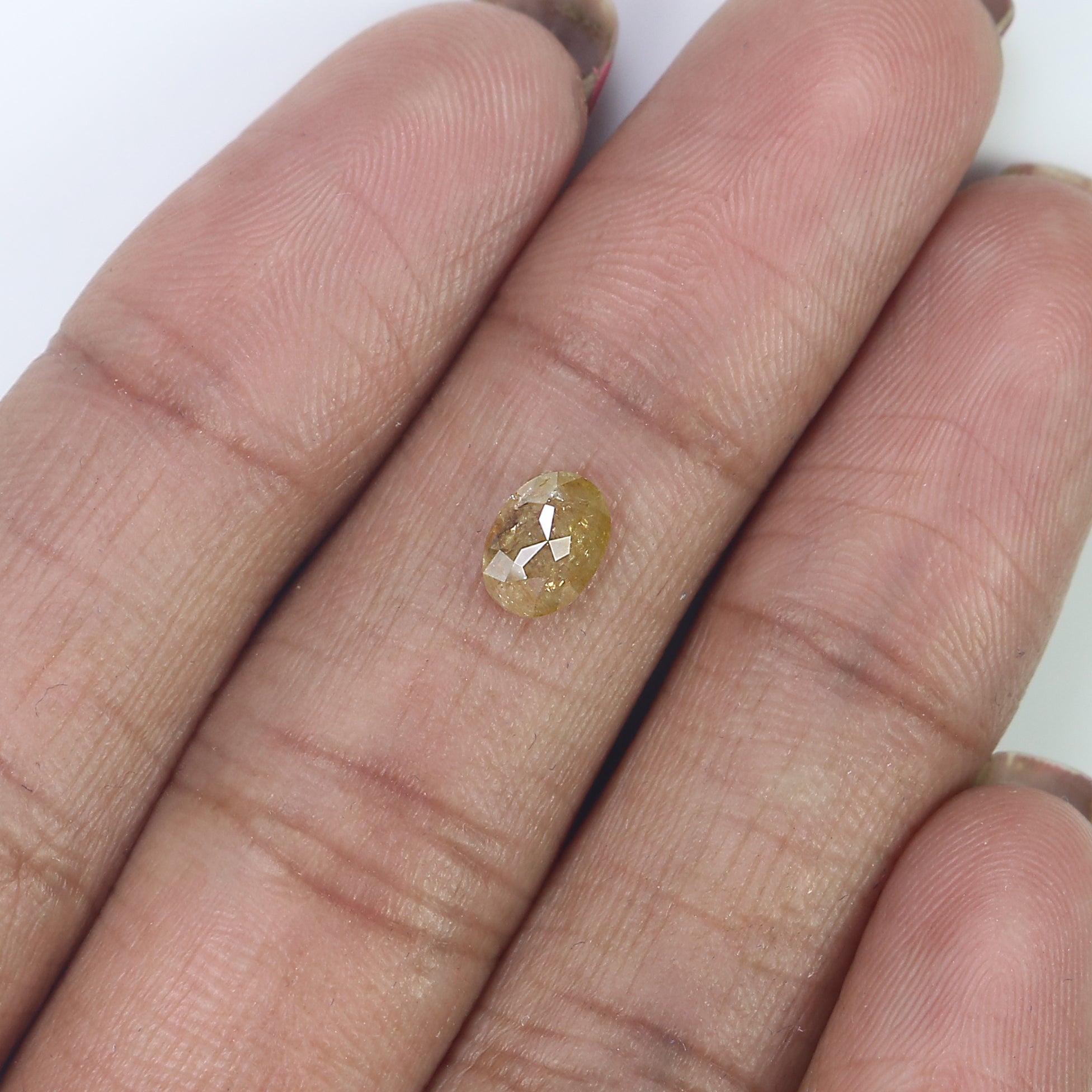 0.69 CT Natural Loose Oval Shape Diamond Yellow Color Oval Cut Diamond 6.45 MM Natural Loose Yellow Diamond Oval Rose Cut Diamond QK2299