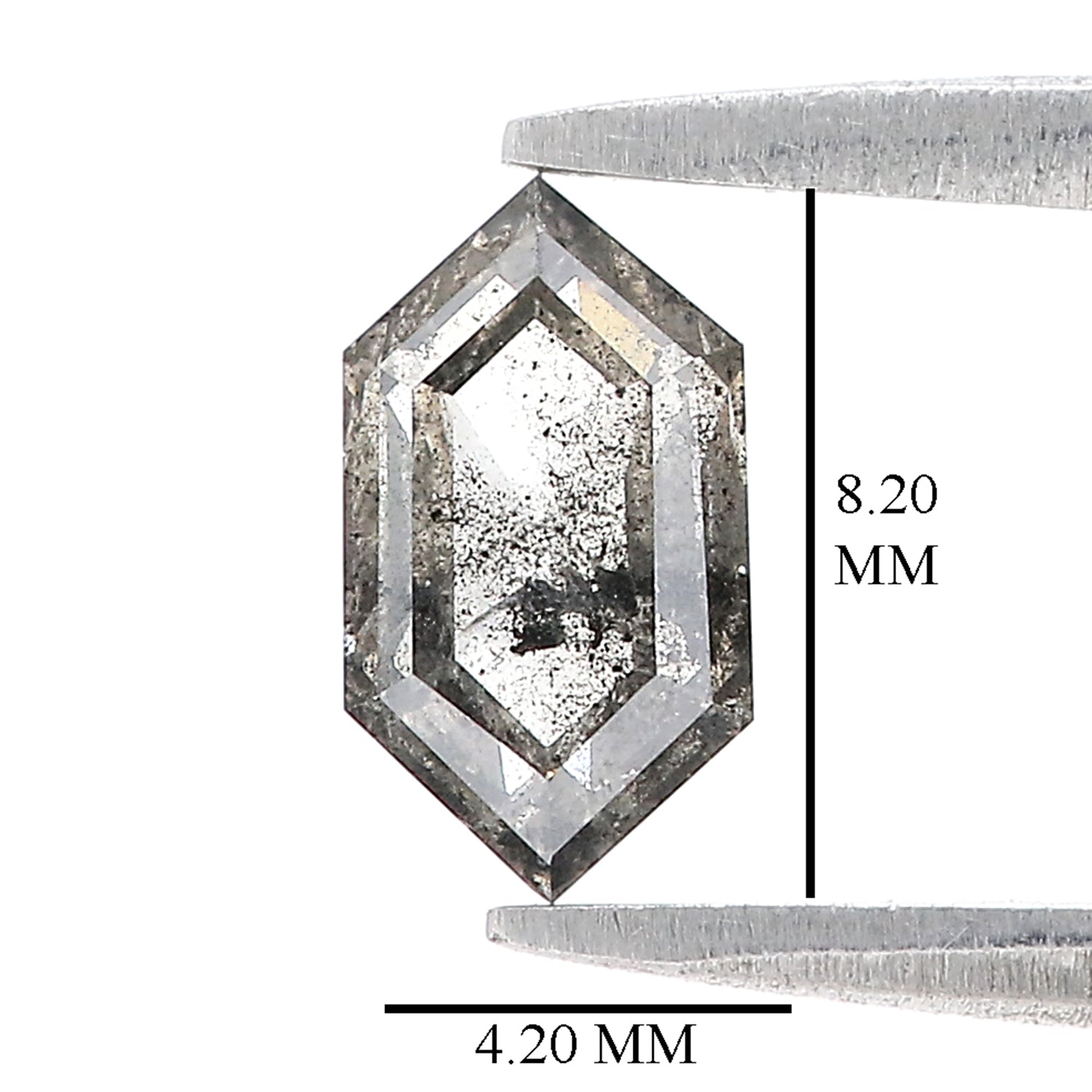 Natural Hexagon Salt and Pepper Diamond 1.11 CT Loose Rose Cut Black Grey Stone 8.20 MM Rustic Diamond For Custom Engagement Ring L3617