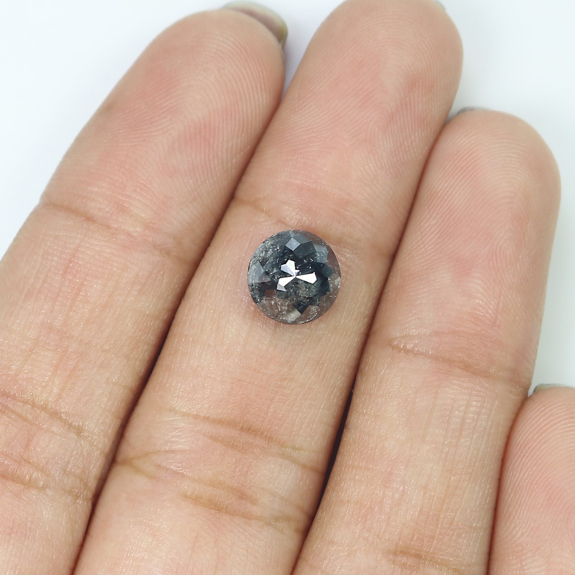 2.07 CT Natural Loose Round Rose Cut Diamond Salt And Pepper Round Diamond 7.65 MM Natural Loose Black Color Diamond Rose Cut Diamond LQ026