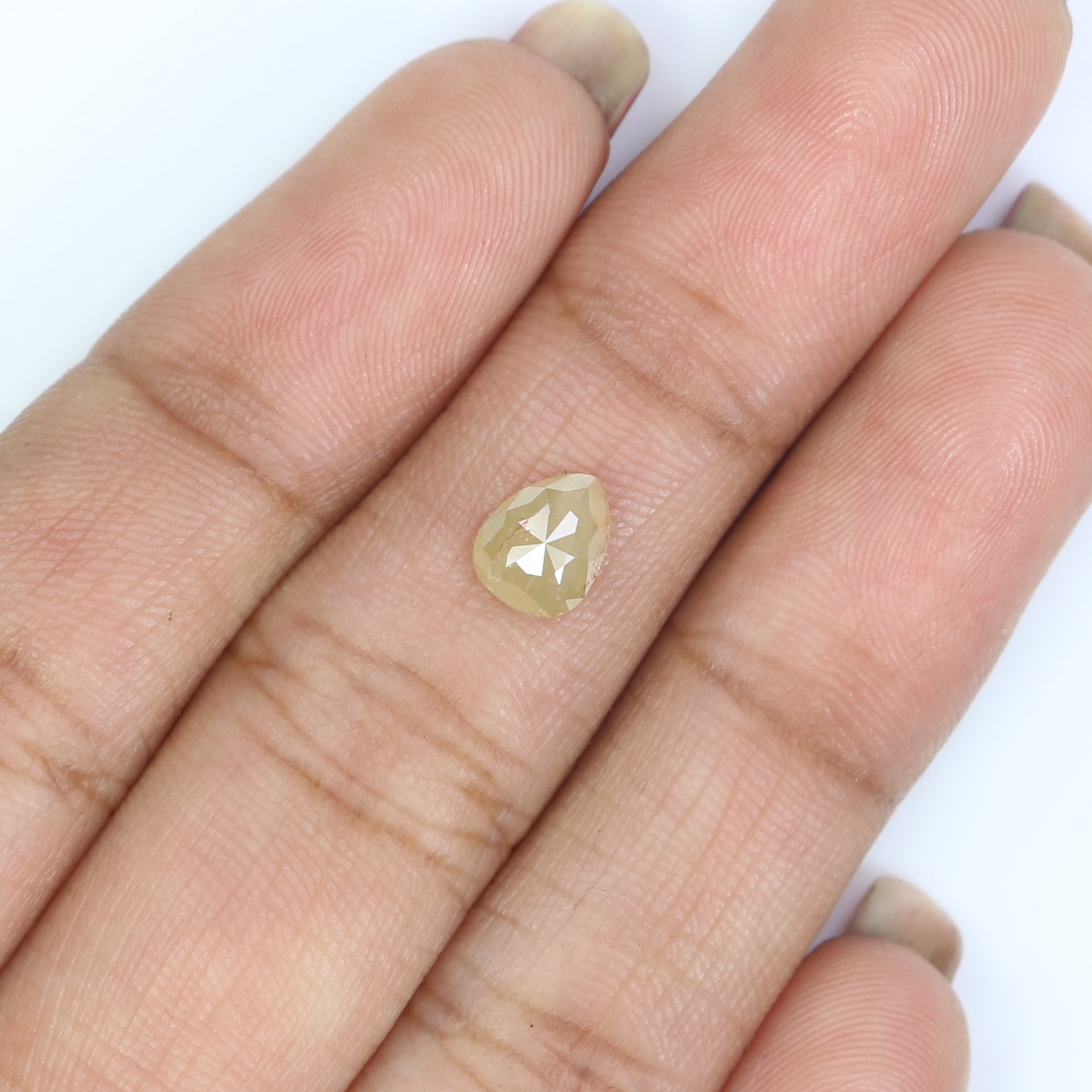 0.81 CT Natural Loose Pear Shape Diamond Yellow Color Pear Cut Diamond 6.55 MM Natural Loose Yellow Color Pear Rose Cut Diamond KQ2682