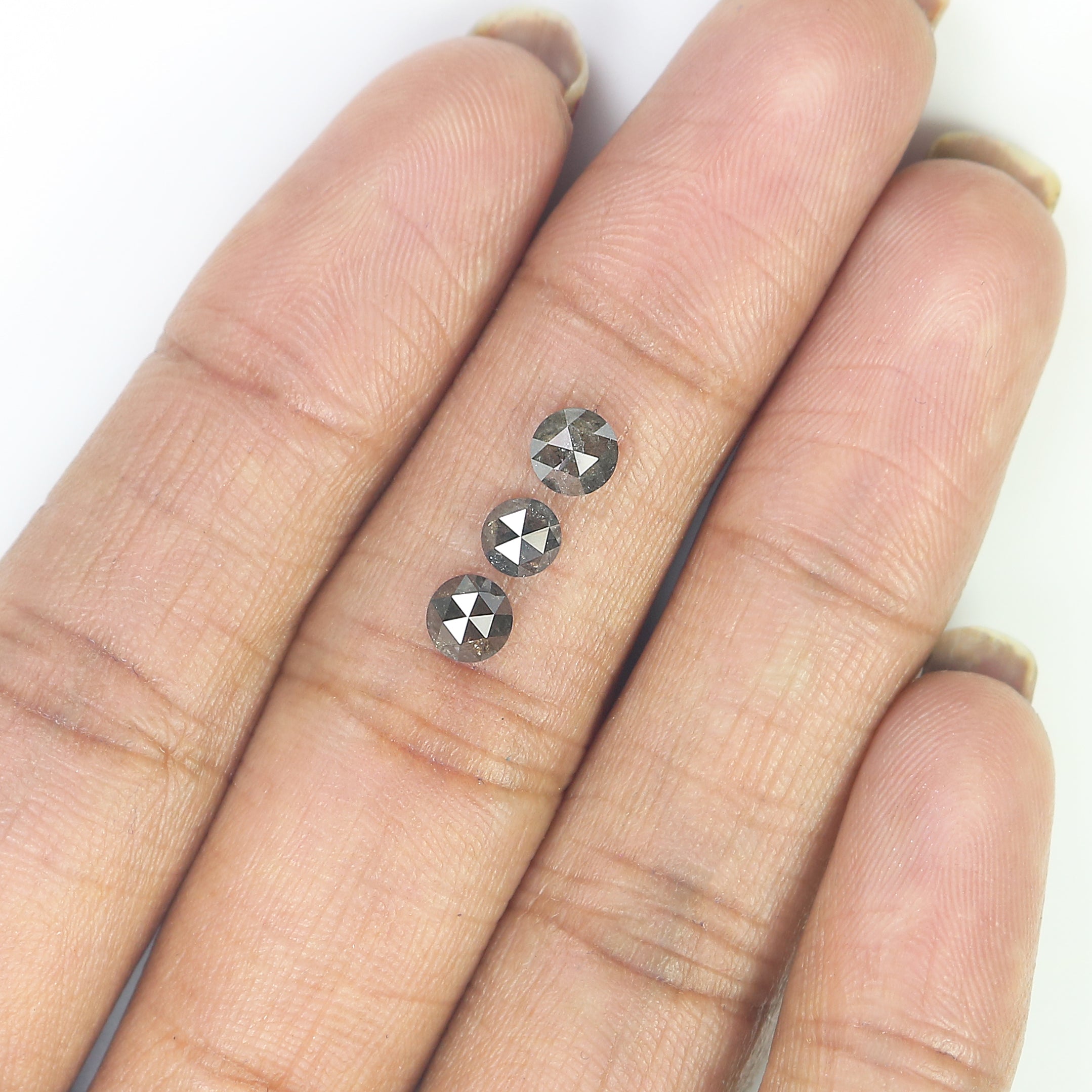 1.23 Ct Natural Loose Round Rose Cut Diamond Salt And Pepper Round Shape Diamond 4.10 MM Natural Black Grey Round Rose Cut Diamond LQ1136