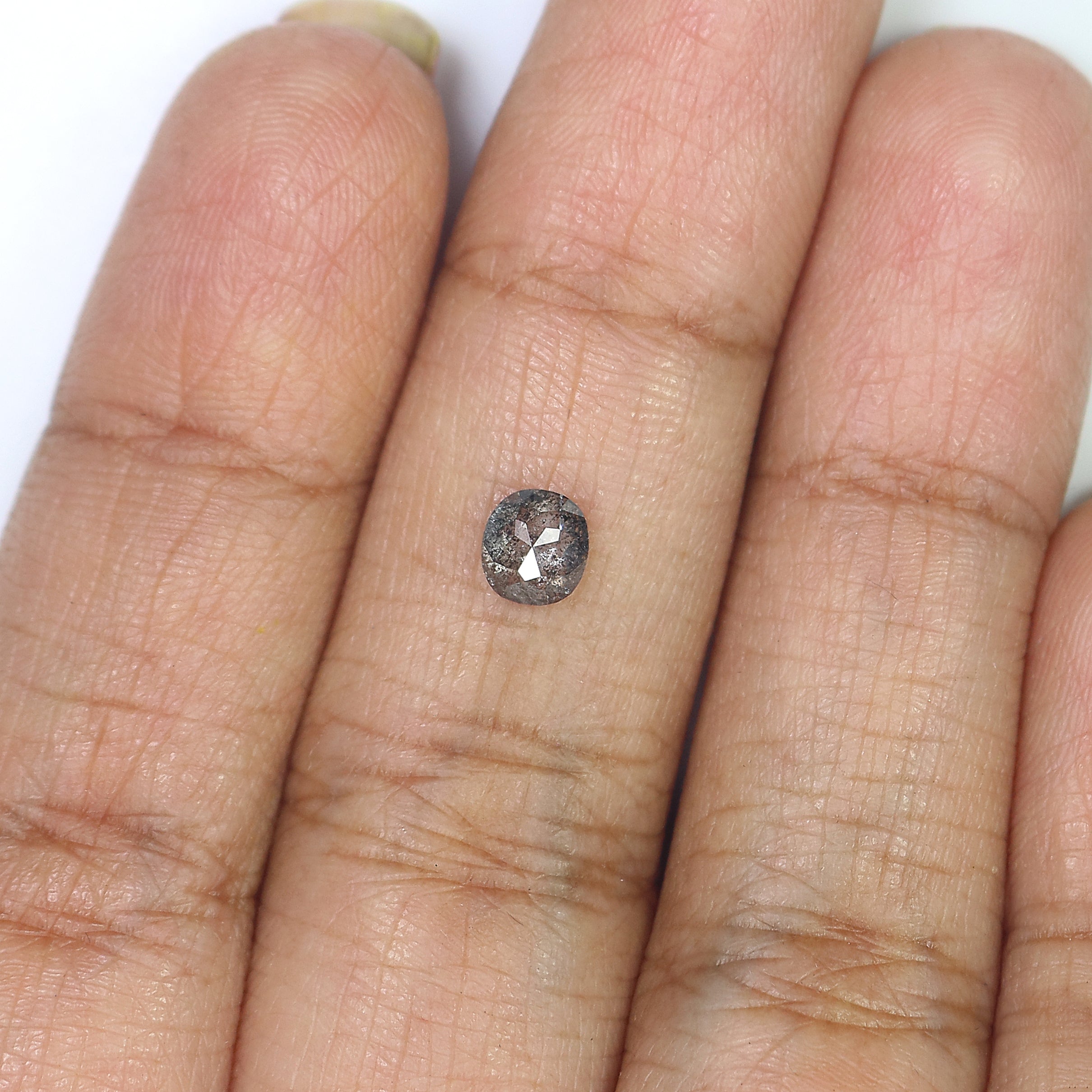 0.57 CT Natural Loose Oval Shape Diamond Salt And Pepper Oval Rose Cut Diamond 4.95 MM Natural Black Grey Color Oval Rose Cut Diamond QL9012